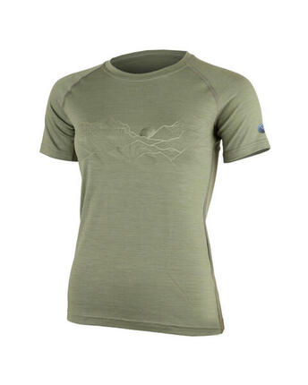 Damen-T-Shirt aus Merinowolle mit LAVA-Print