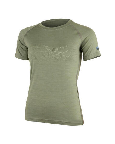 Damen-T-Shirt aus Merinowolle mit LAVA-Print