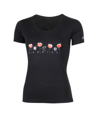 T-shirt en mérinos pour femme, motif coquelicot