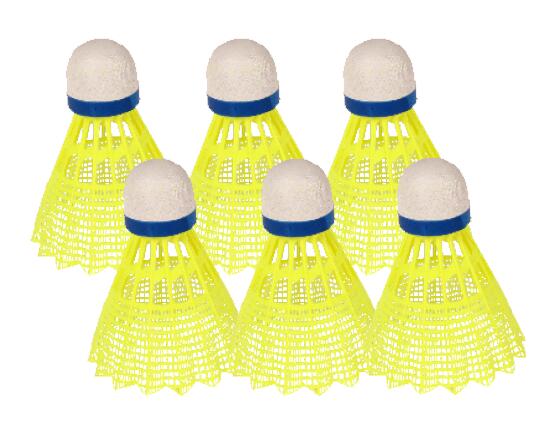TUBE DE 6 VOLANTS DE BADMINTON ENTRAINEMENT jaune fluo Sporti 2/2