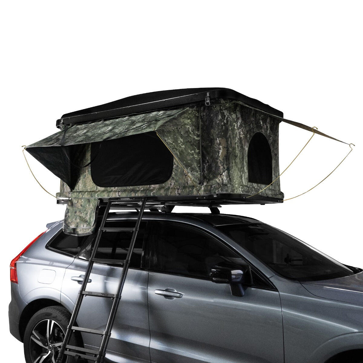 BODY REVOLUTION Car Roof Top Tent Camouflage Large Hard Shell Box Gas Assisted Pop Up Bunk 2-3