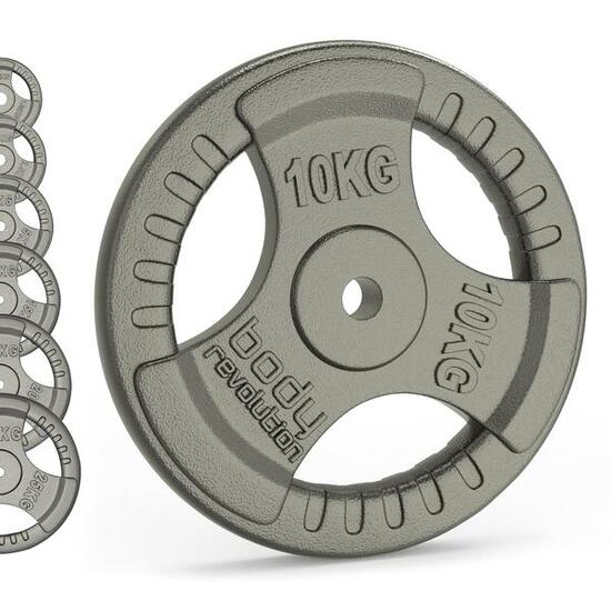 Gietijzeren gewichtsschijven 1" Standaard Tri Grip Paren 2 x 10 kg