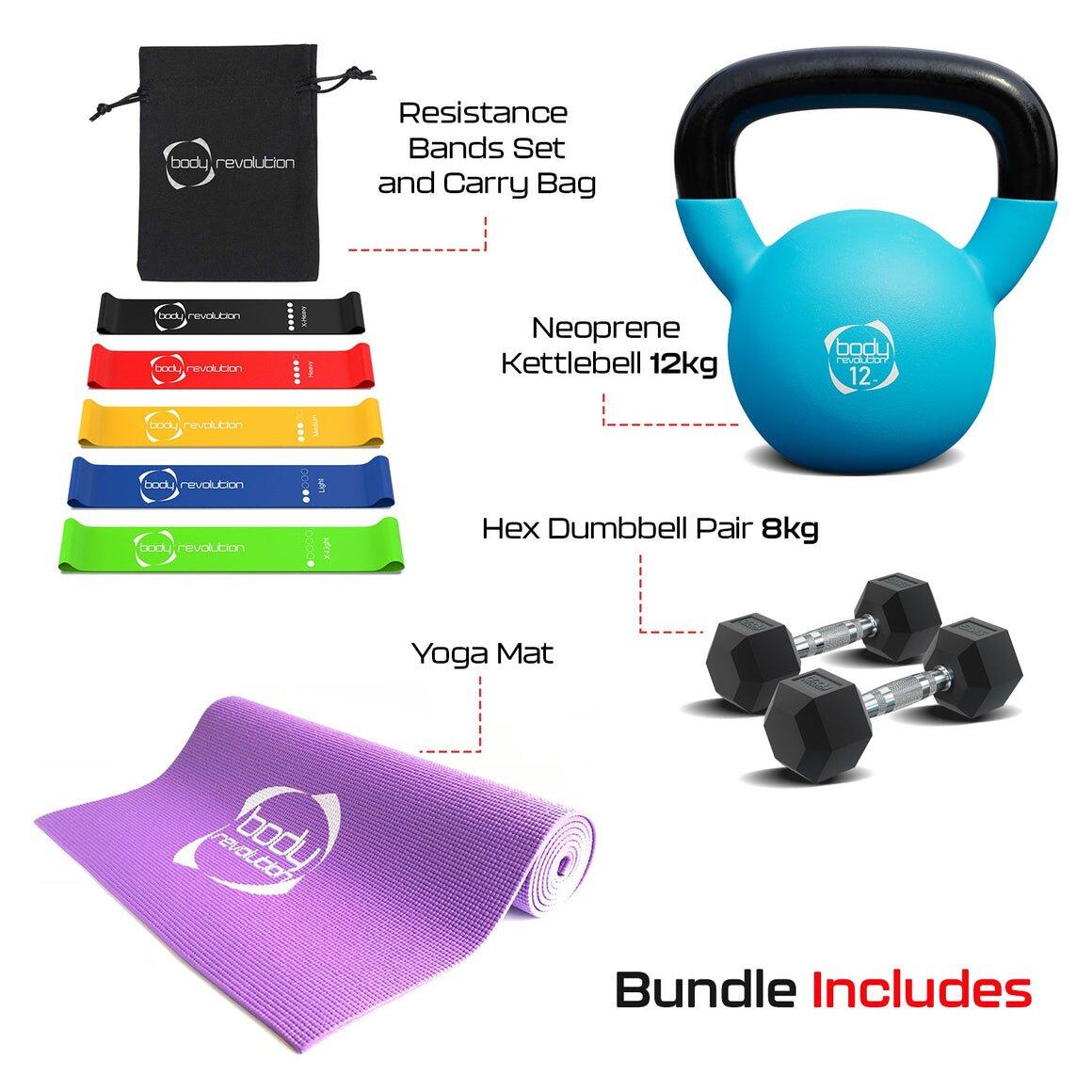 Home Strength Training 5kg Dumbbell 8kg Kettlebell Yoga Mat Resistance Bands Set 5/6