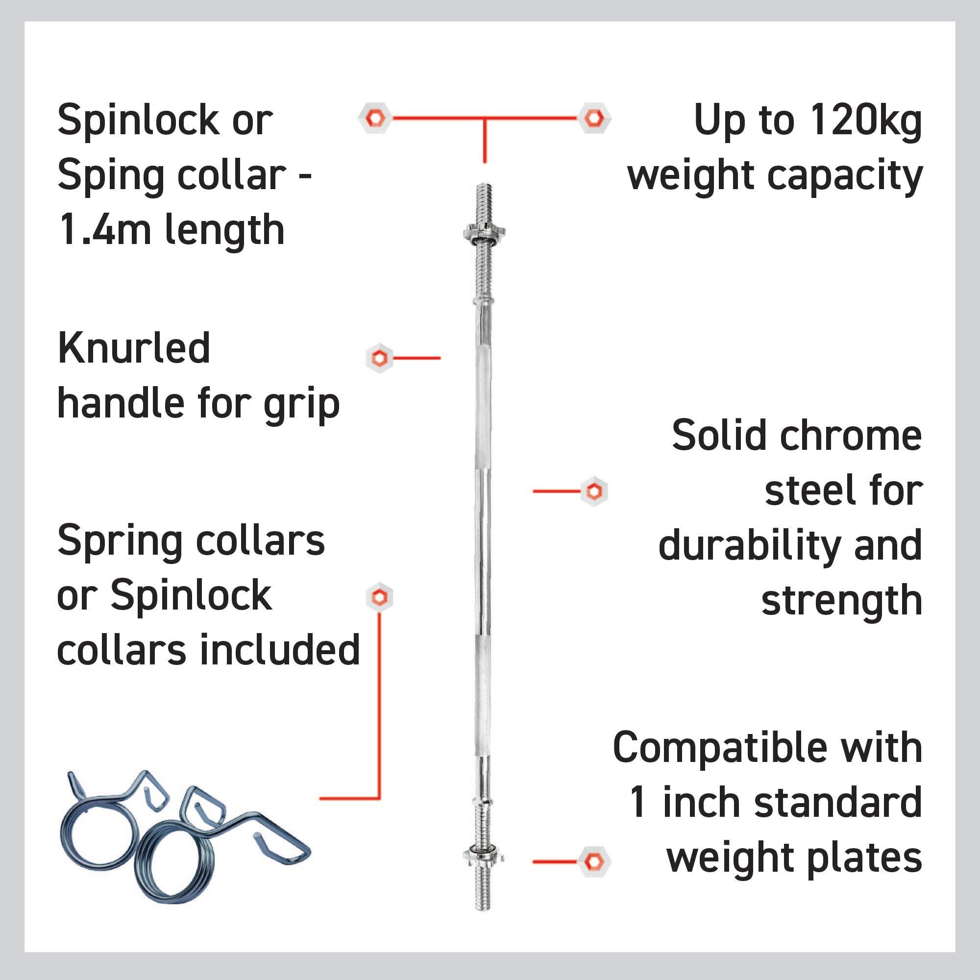 Bar Straight 1" Standard 1.4 m Spinlock 4/6