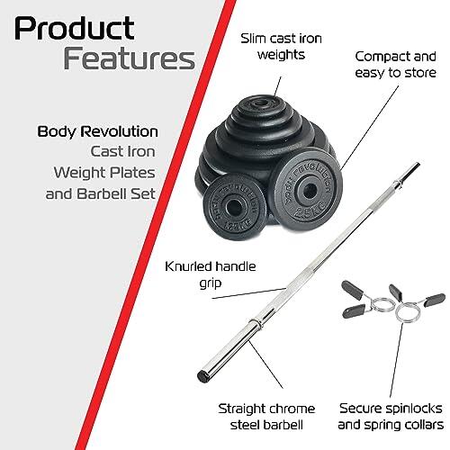 1.2m 1&quot; Barbell and Cast Iron Weight Plate Sets Bar 2.5kg pairs 5kg Set 4/6