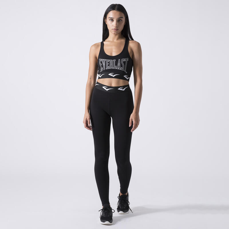 LEGGINGS ICONICI DIN JERSEY ELASTIC NEGRU BUMBAC, ELASTAN