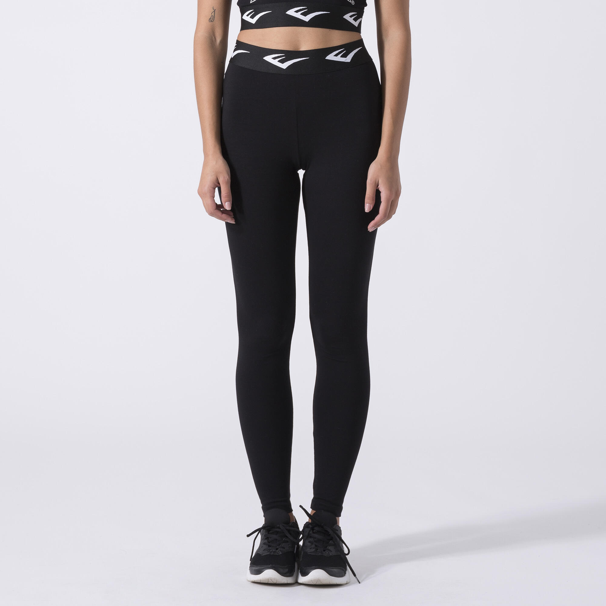 LEGGINGS ICONIC EM MALHA ELÁSTICA BLACK ALGODÃO, ELASTANO