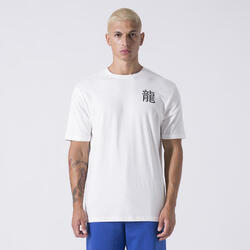 T-SHIRT EXCLUSIVE AVEC GRAPHIQUE DRAGON BLANC CASSE COTON