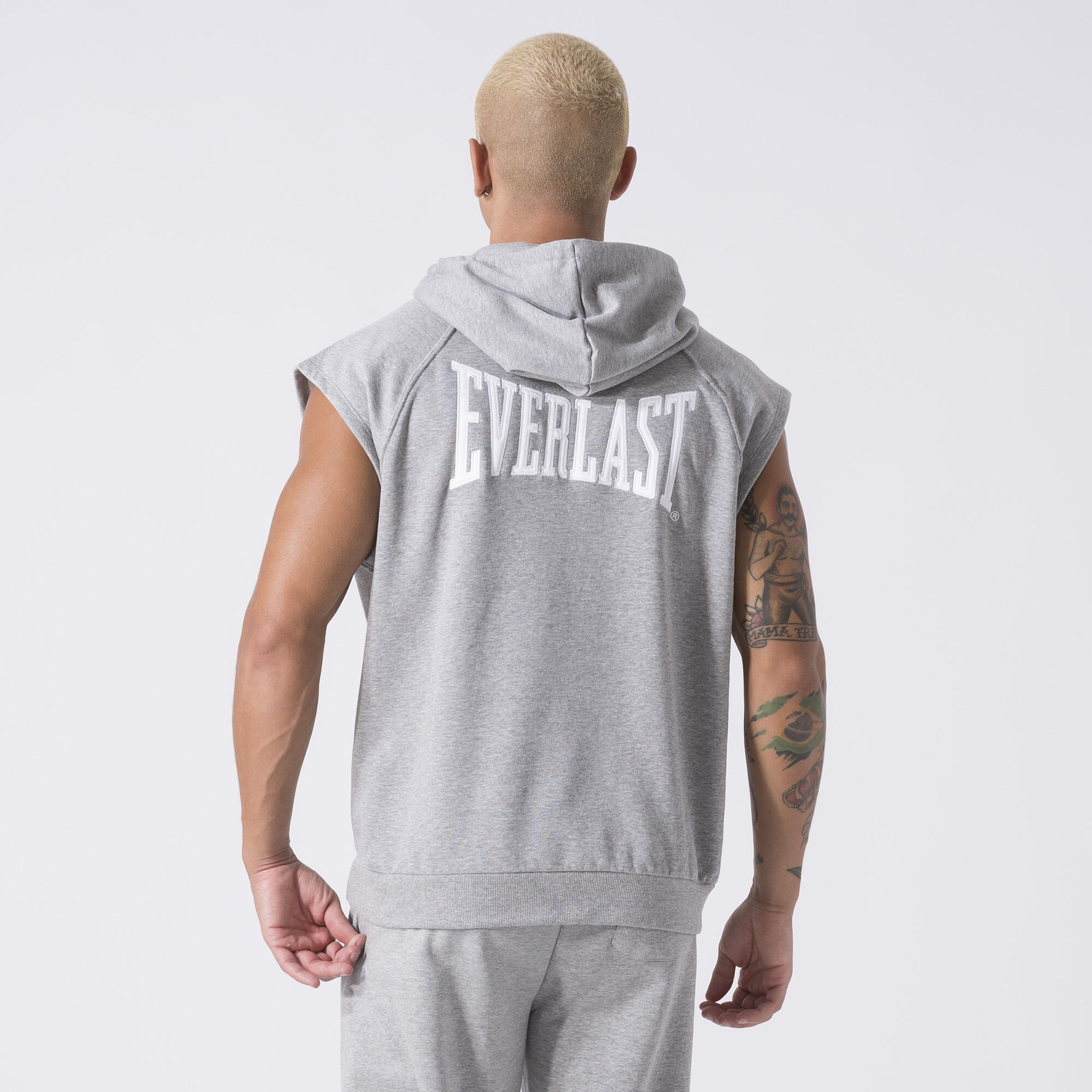 EXCLUSIVO CHALECO DE ALGODÓN CON CAPUCHA GRIS MELANGE ALGODÓN, POLIÉSTER 3/7