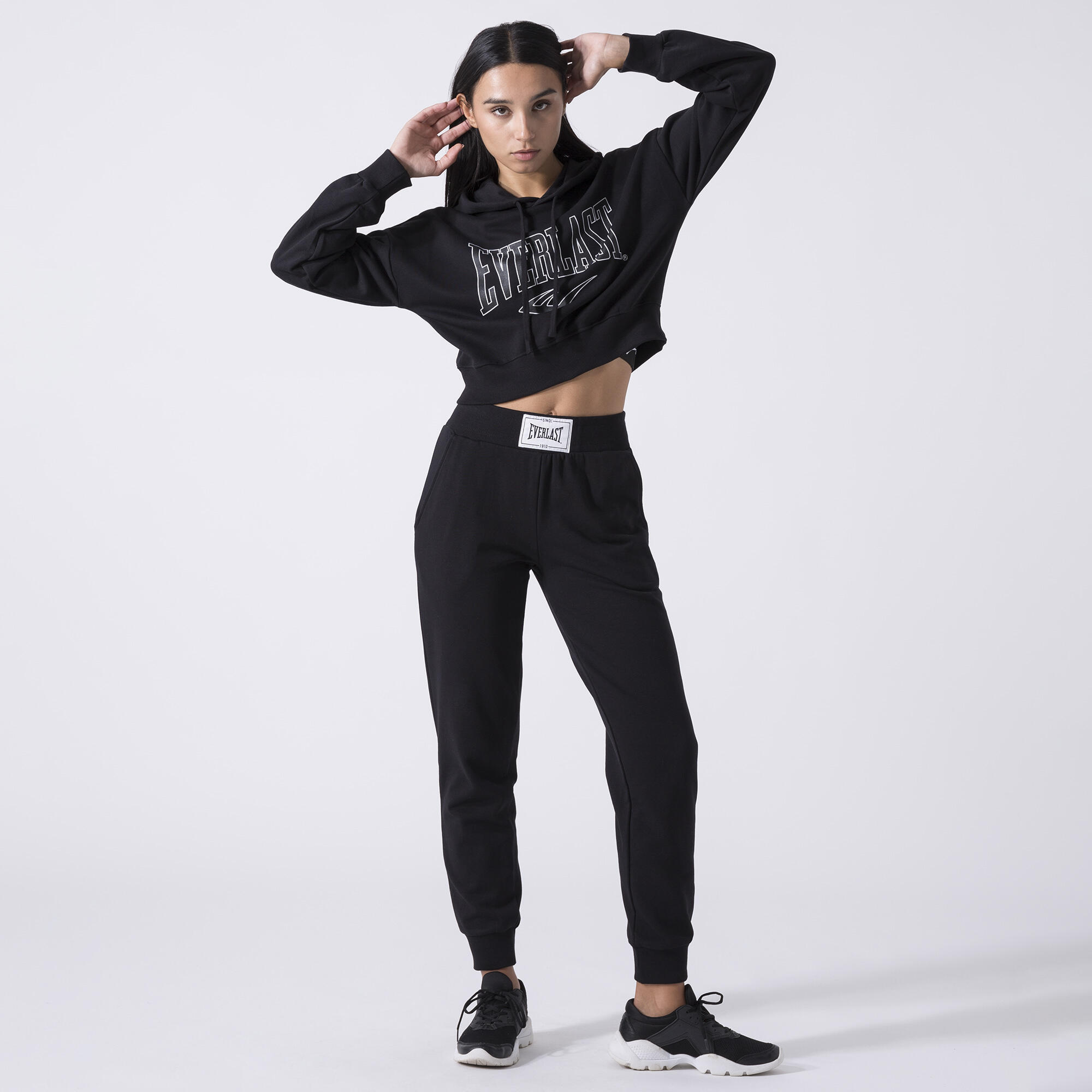 ICONIC SWEAT À CAPUCHE CROPPED NOIR COTON, POLYESTER 2/6