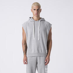 EXCLUSIF GILET EN SWEAT À CAPUCHE GREY MELANGE COTON, POLYESTER