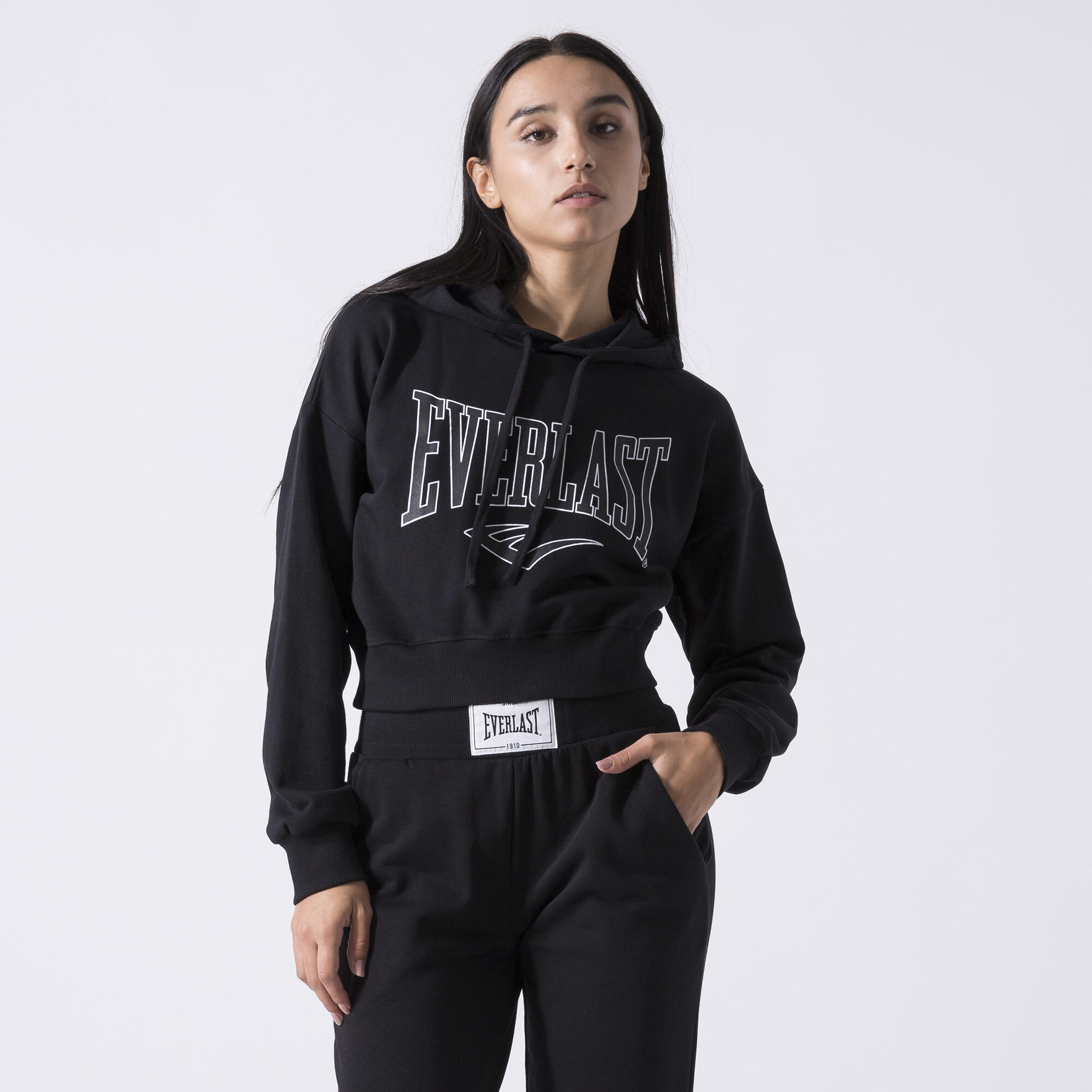 ICONIC SWEAT À CAPUCHE CROPPED NOIR COTON, POLYESTER 3/6