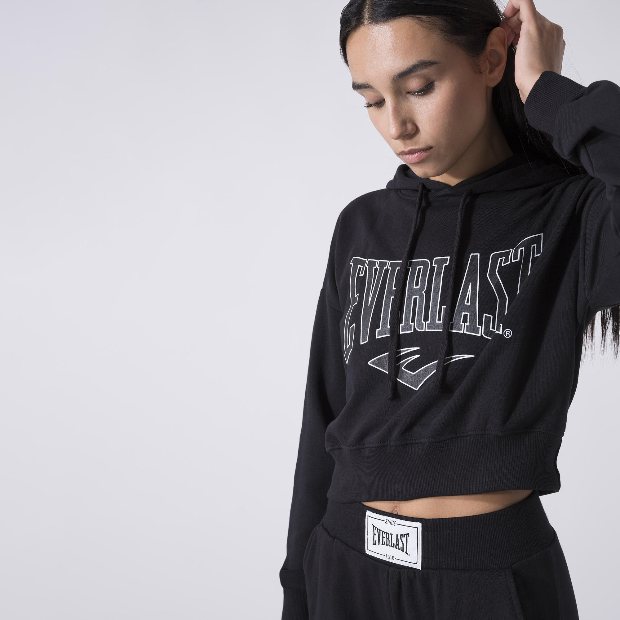ICONIC SWEAT À CAPUCHE CROPPED NOIR COTON, POLYESTER 5/6