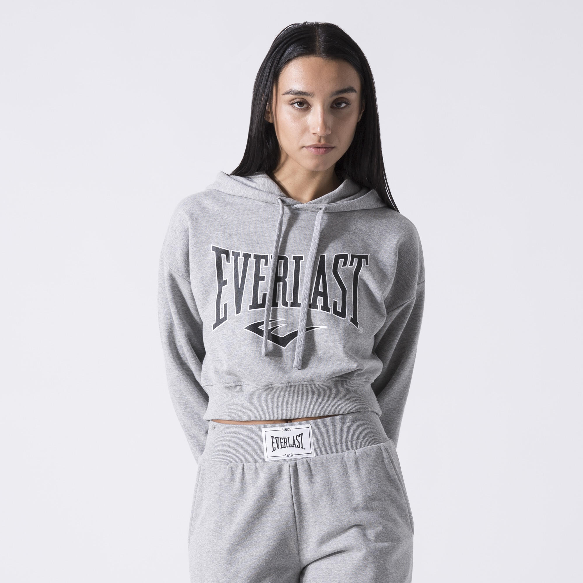 SUDADERA CON CAPUCHA ICONICA RECORTADA GRIS MELANGE ALGODÓN, POLIÉSTER 3/6