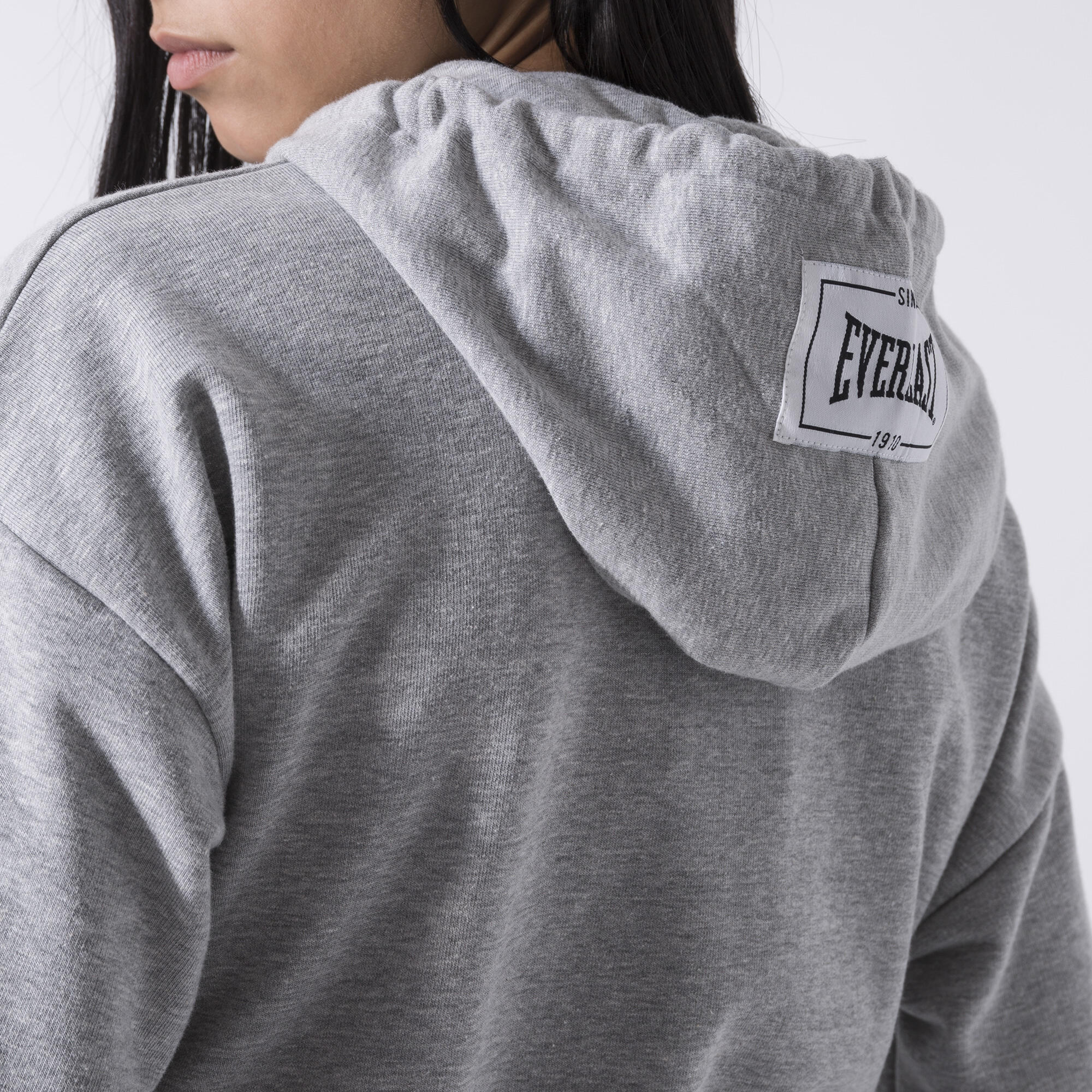SUDADERA CON CAPUCHA ICONICA RECORTADA GRIS MELANGE ALGODÓN, POLIÉSTER 6/6