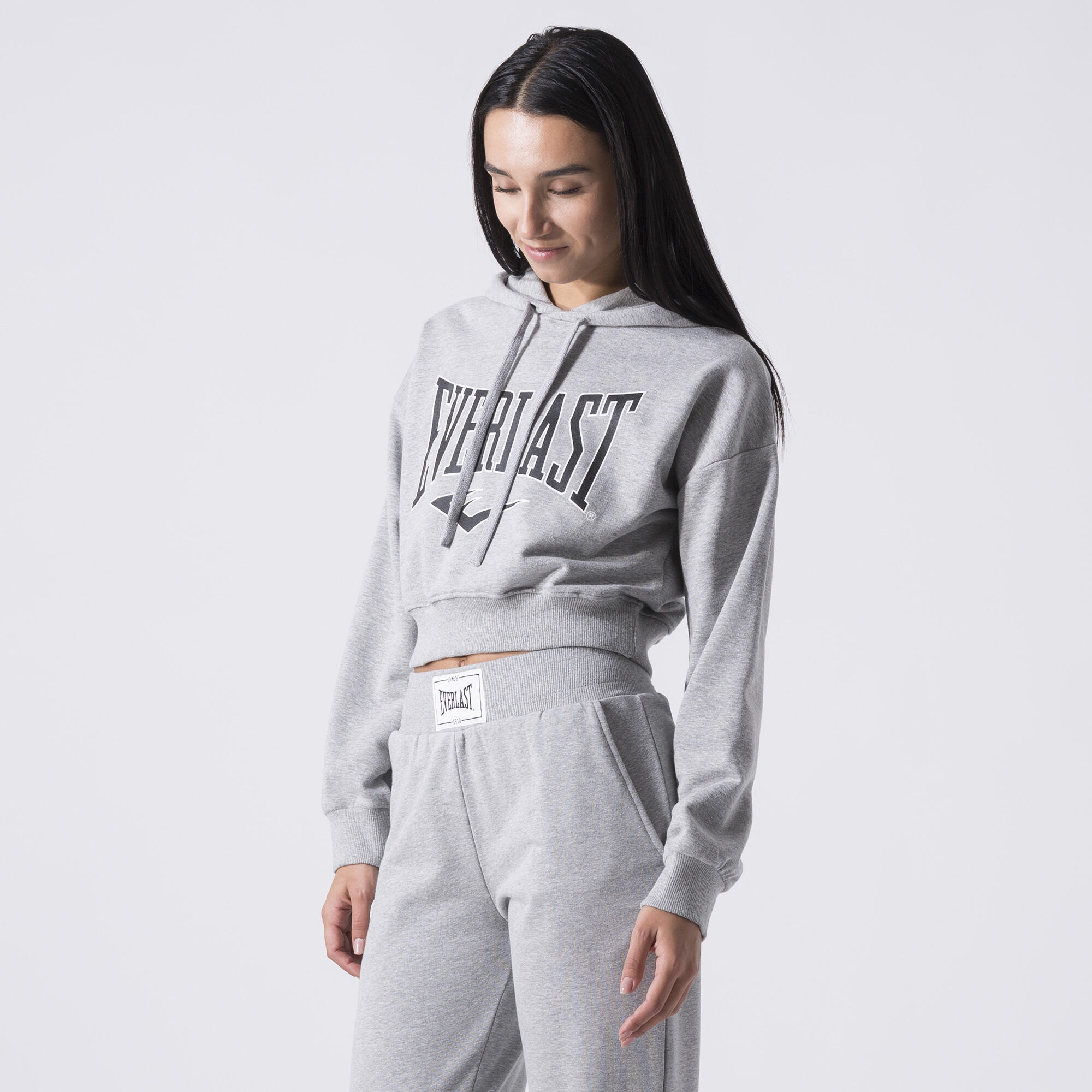 SUDADERA CON CAPUCHA ICONICA RECORTADA GRIS MELANGE ALGODÓN, POLIÉSTER 4/6