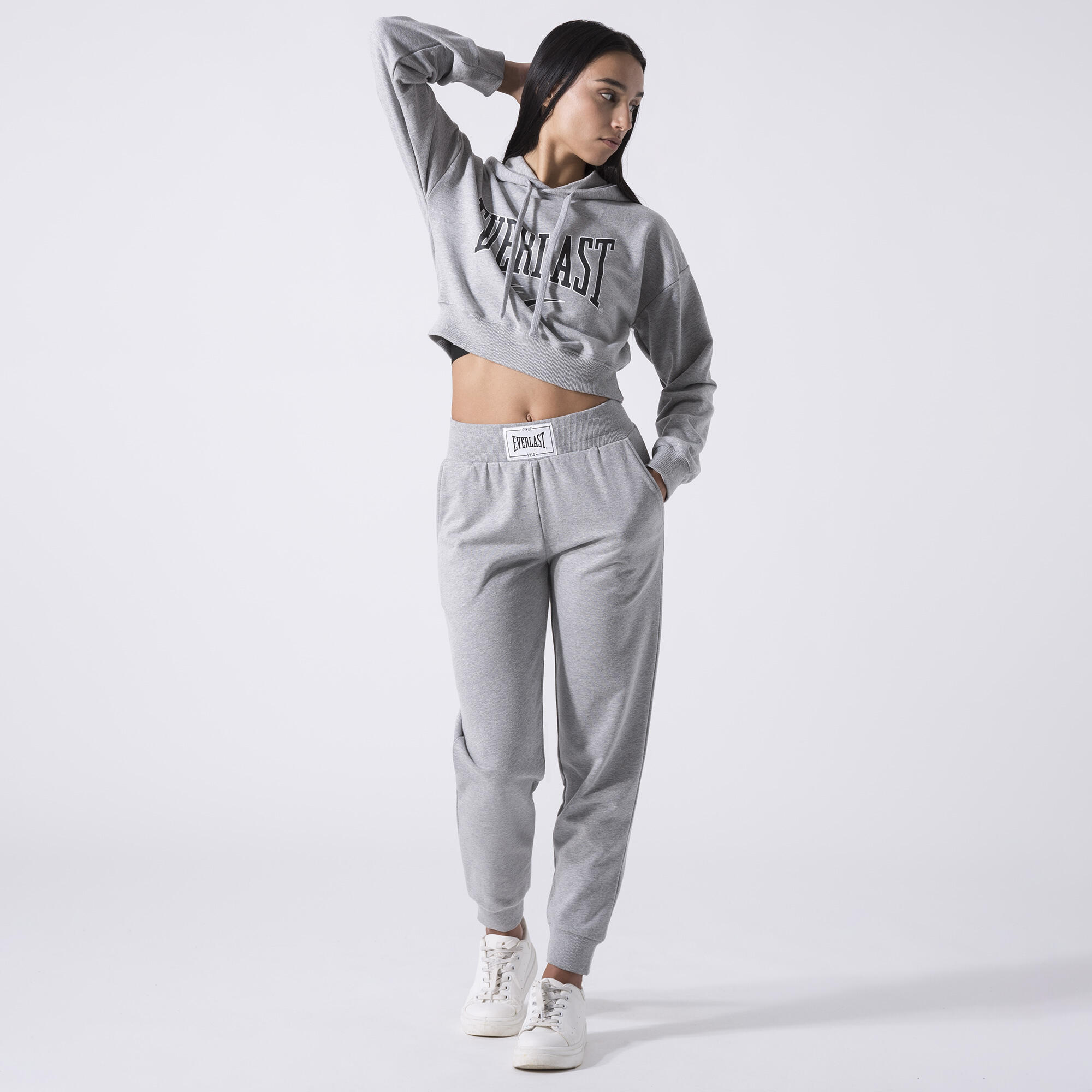 SUDADERA CON CAPUCHA ICONICA RECORTADA GRIS MELANGE ALGODÓN, POLIÉSTER 2/6
