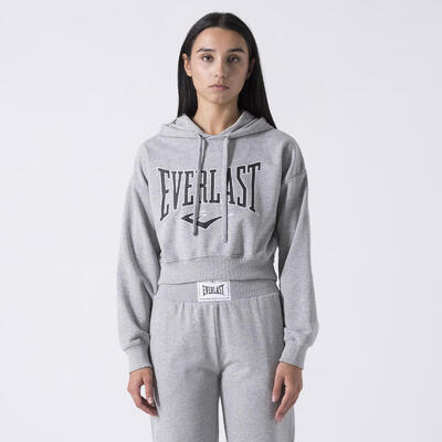 Iconische cropped hoodie grijs melange katoen, polyester