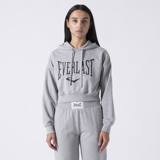 ICONIC SWEAT À CAPUCHE CROPPED GRIS CHINÉ COTON, POLYESTER