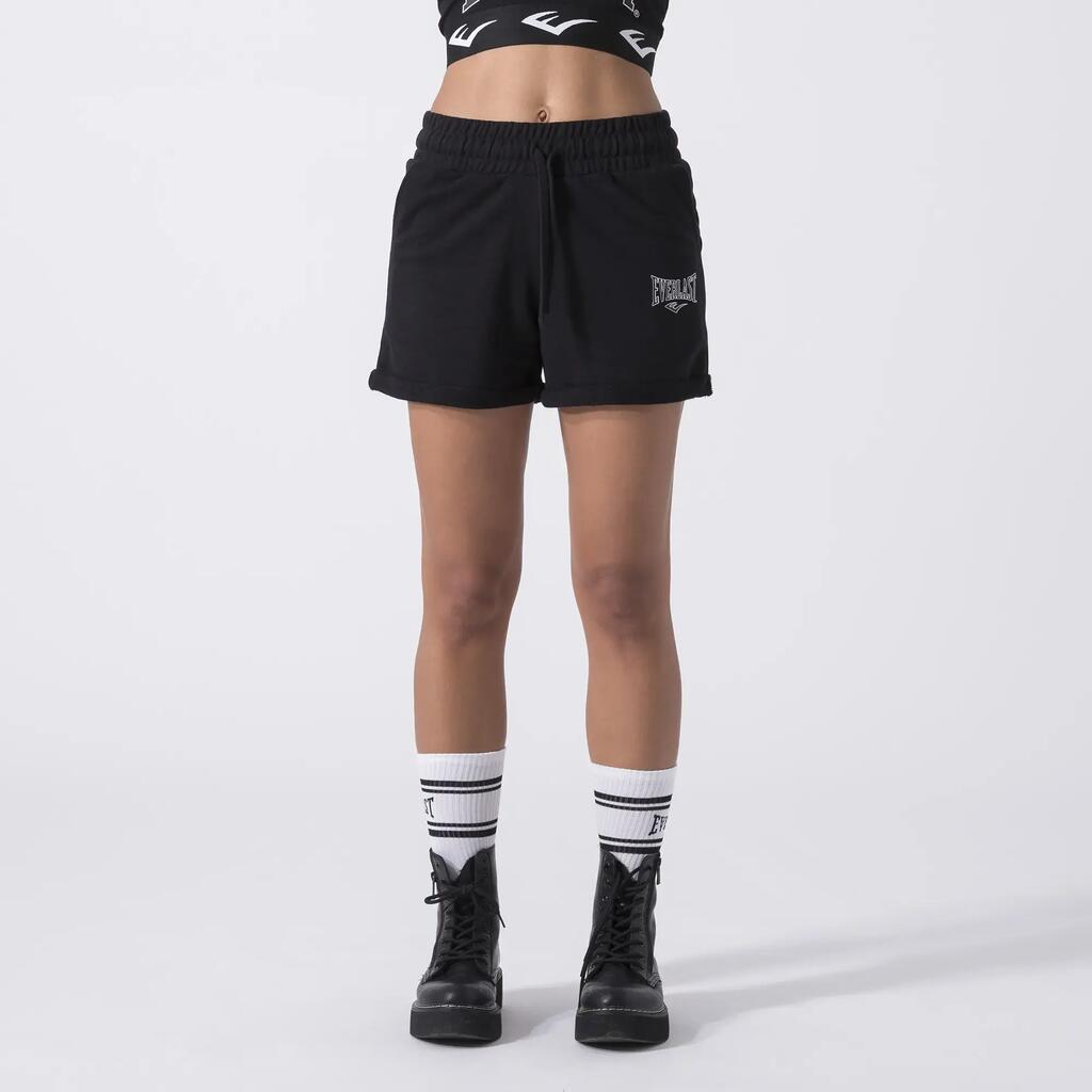 ICONIC SWEATSHORTS IN UNBRUSHED FLEECE BLACK COTTON, POLYESTER