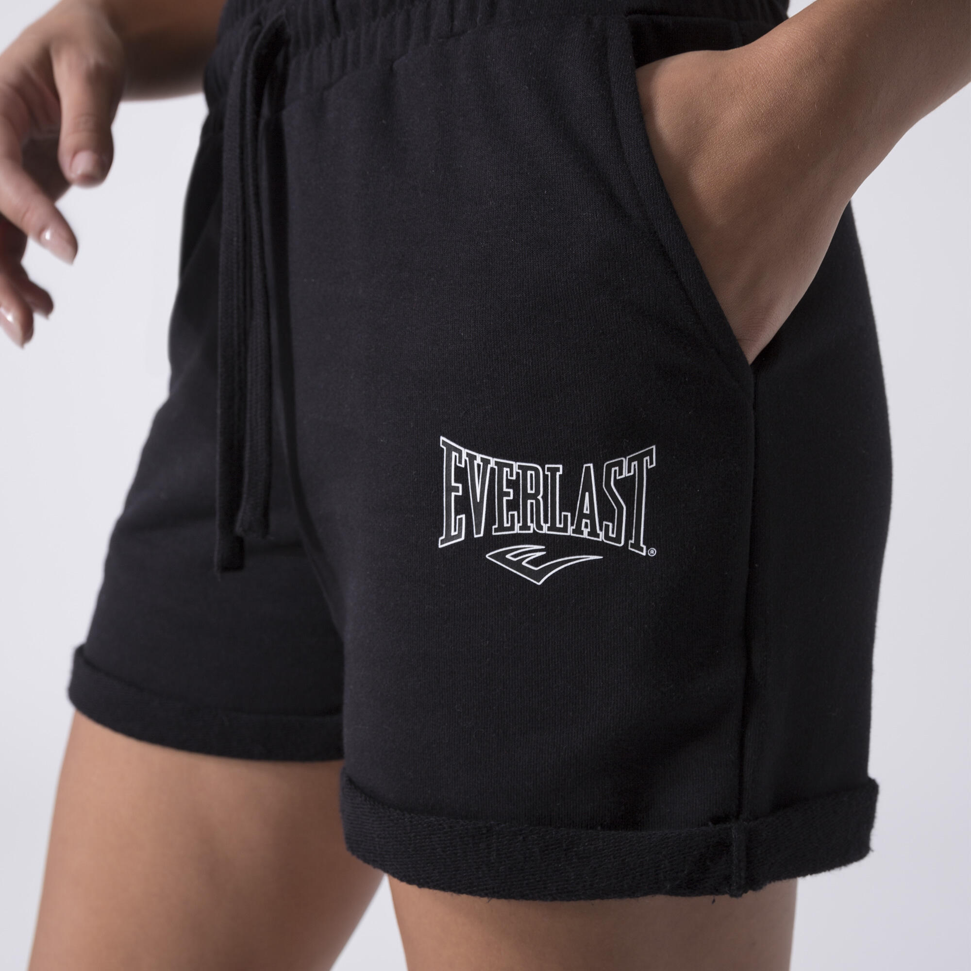 IKONISCHE SWEATSHORTS AUS NICHT GEBÜRSTETEM SWEATSHIRT-STOFF SCHWARZ BAUMWOLLE, 5/6