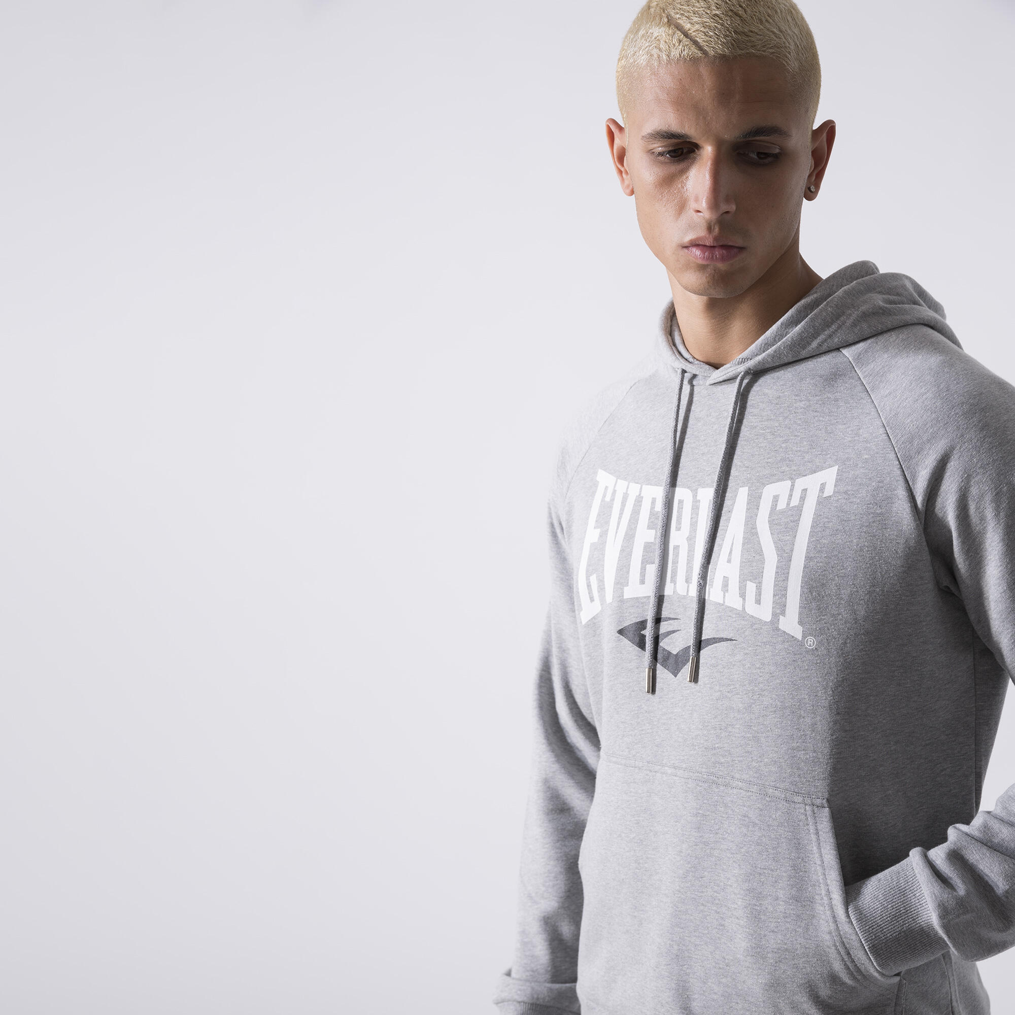 ICONIC SUDADERA CON CAPUCHA Y LOGOTIPO GRIS MELANGE ALGODÓN, POLIÉSTER 5/6