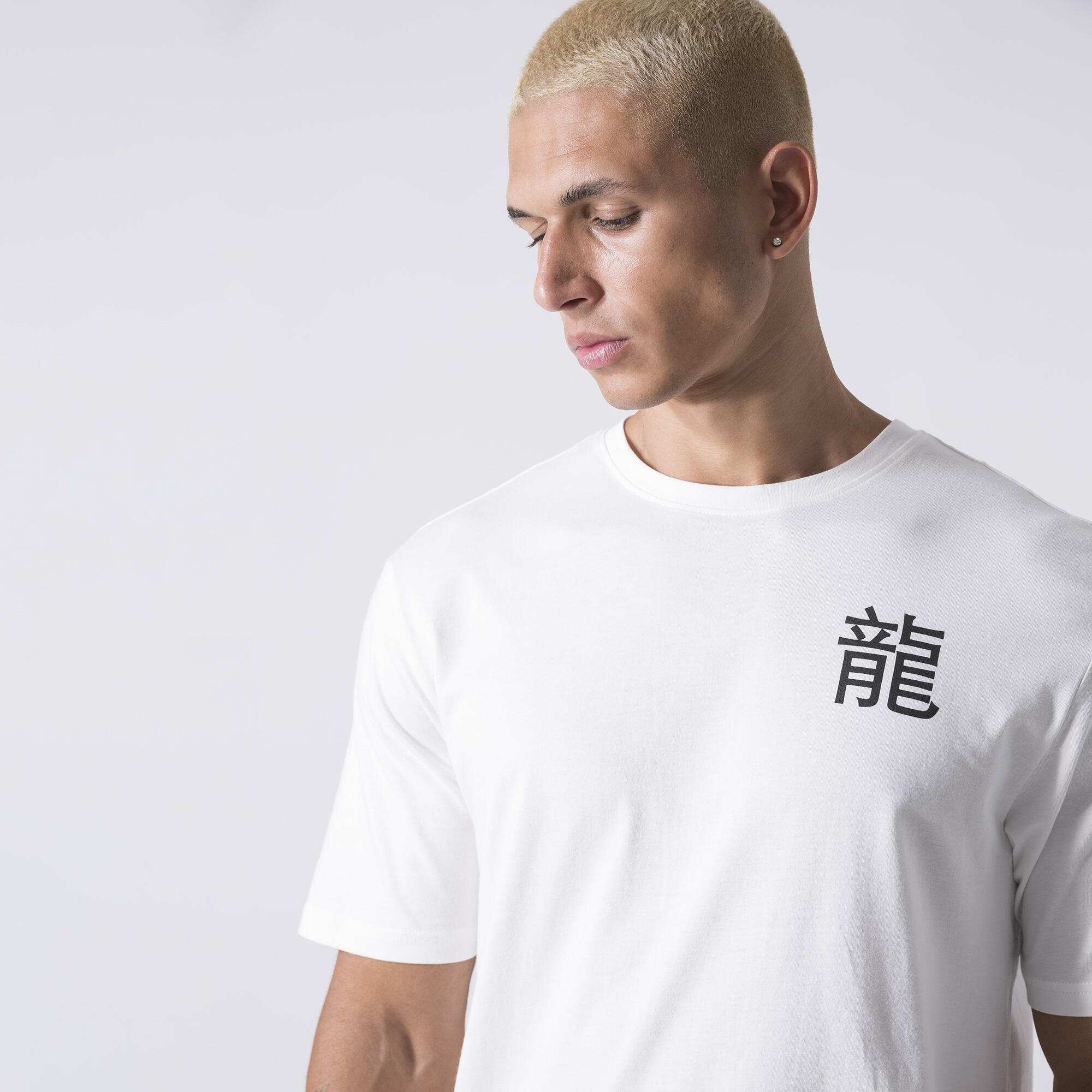 EXCLUSIVE T-SHIRT WITH DRAGON GRAPHIC OFF WHITE COTTON 5/7