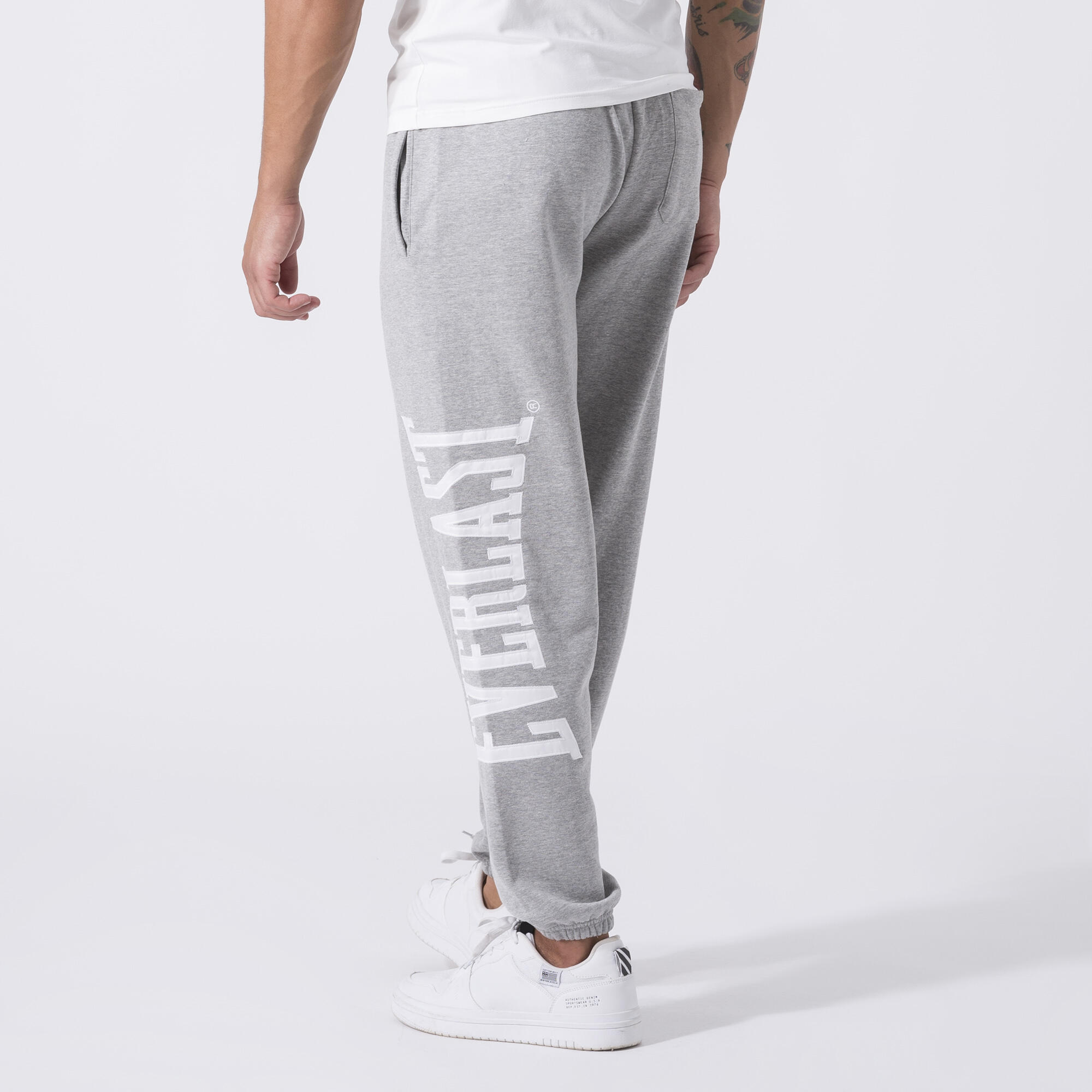 PANTALON EXCLUSIF EN MOLLETON GRIS CHINÉ COTON, POLYESTER 3/7