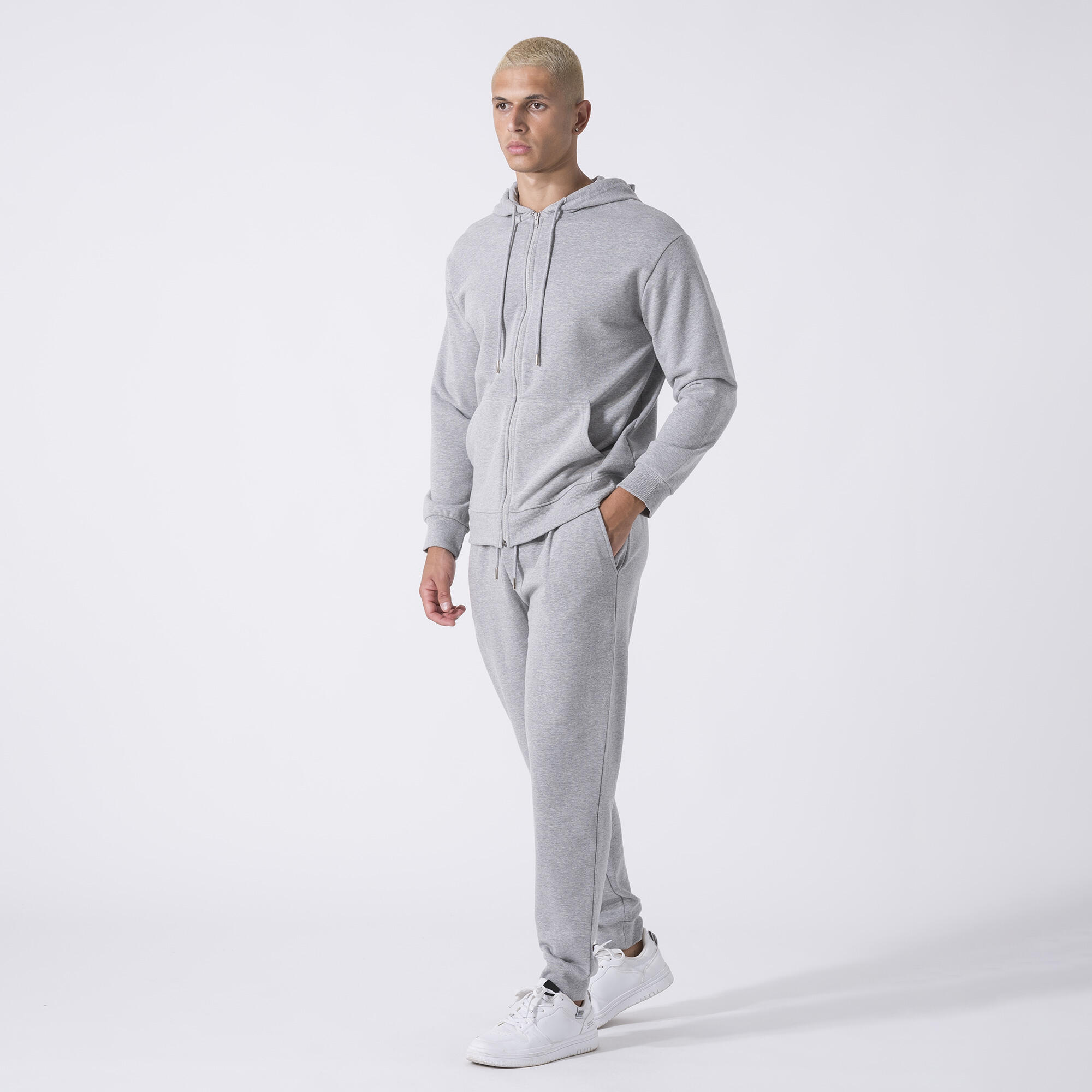 PANTALON ICONIQUE AVEC OURLET GRIS CHINÉ COTON, POLYESTER 2/6