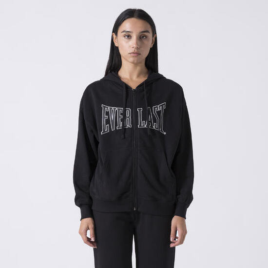 ICONIC KAPUZENJACKE MIT DURCHGEHENDEN REISSVERSCHLUSS UND LOGO MARINEBLAU BAUMWO