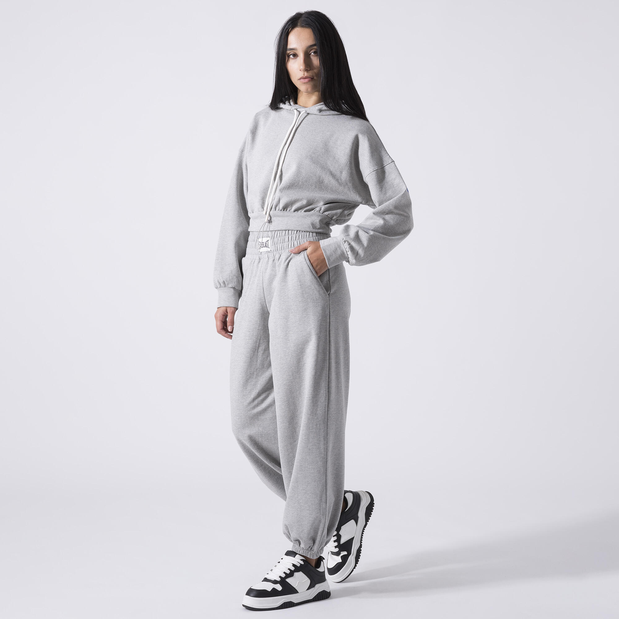 EXCLUSIVO SUDADERA CON CAPUCHA DE AJUSTE HOLGADO GRIS MELANGE ALGODÓN, POLIÉSTER 3/6
