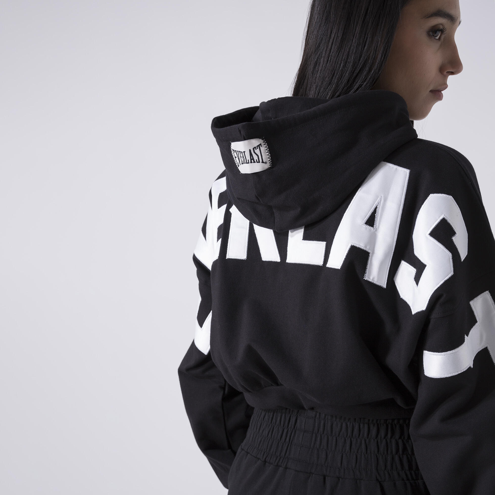 EXCLUSIVO SUDADERA CON CAPUCHA DE AJUSTE HOLGADO NEGRO ALGODÓN, ELASTANO 5/6