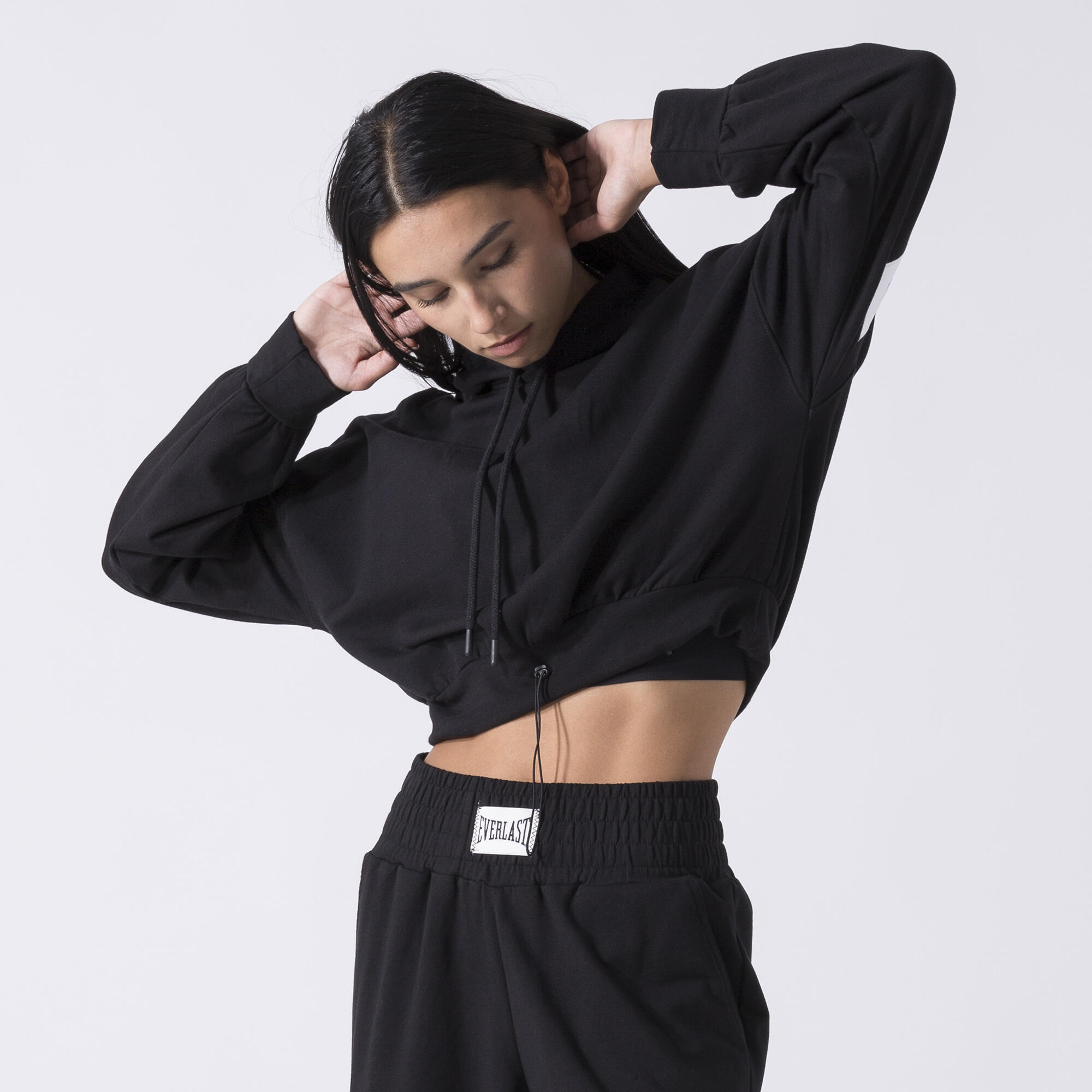EXCLUSIVO SUDADERA CON CAPUCHA DE AJUSTE HOLGADO NEGRO ALGODÓN, ELASTANO 3/6