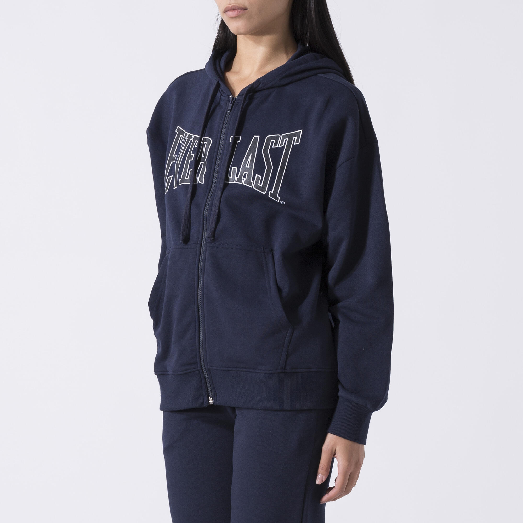 ICÔNIQUE SWEAT À CAPUCHE INTÉGRAL AVEC LOGO BLEU MARINE COTON, POLYESTER 2/6