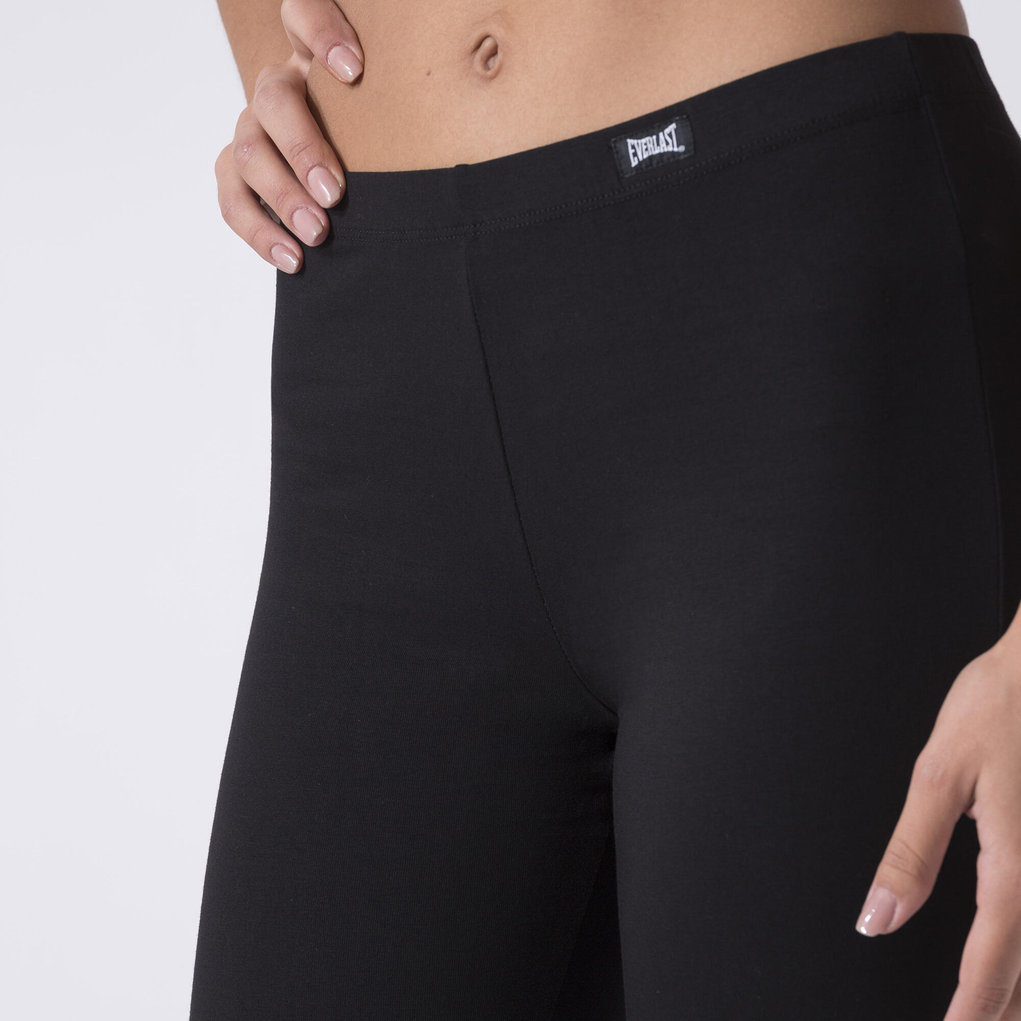 BASIC BROEK IN STRETCH JERSEY ZWART KATOEN, ELASTAAN 6/6