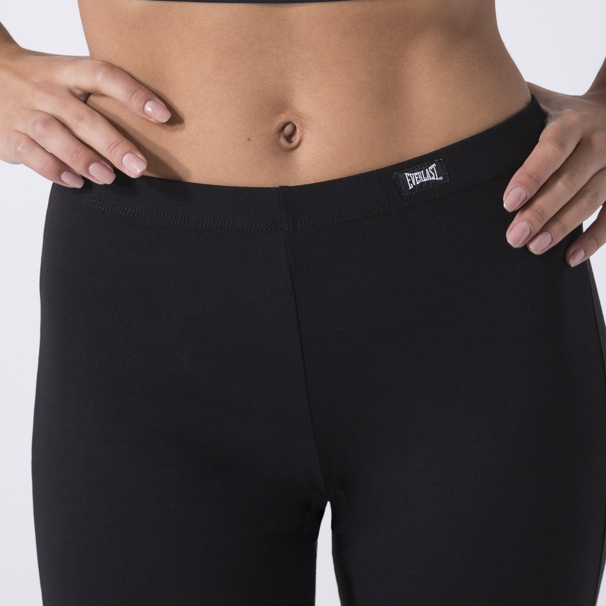 BASIC BROEK IN STRETCH JERSEY ZWART KATOEN, ELASTAAN 5/6