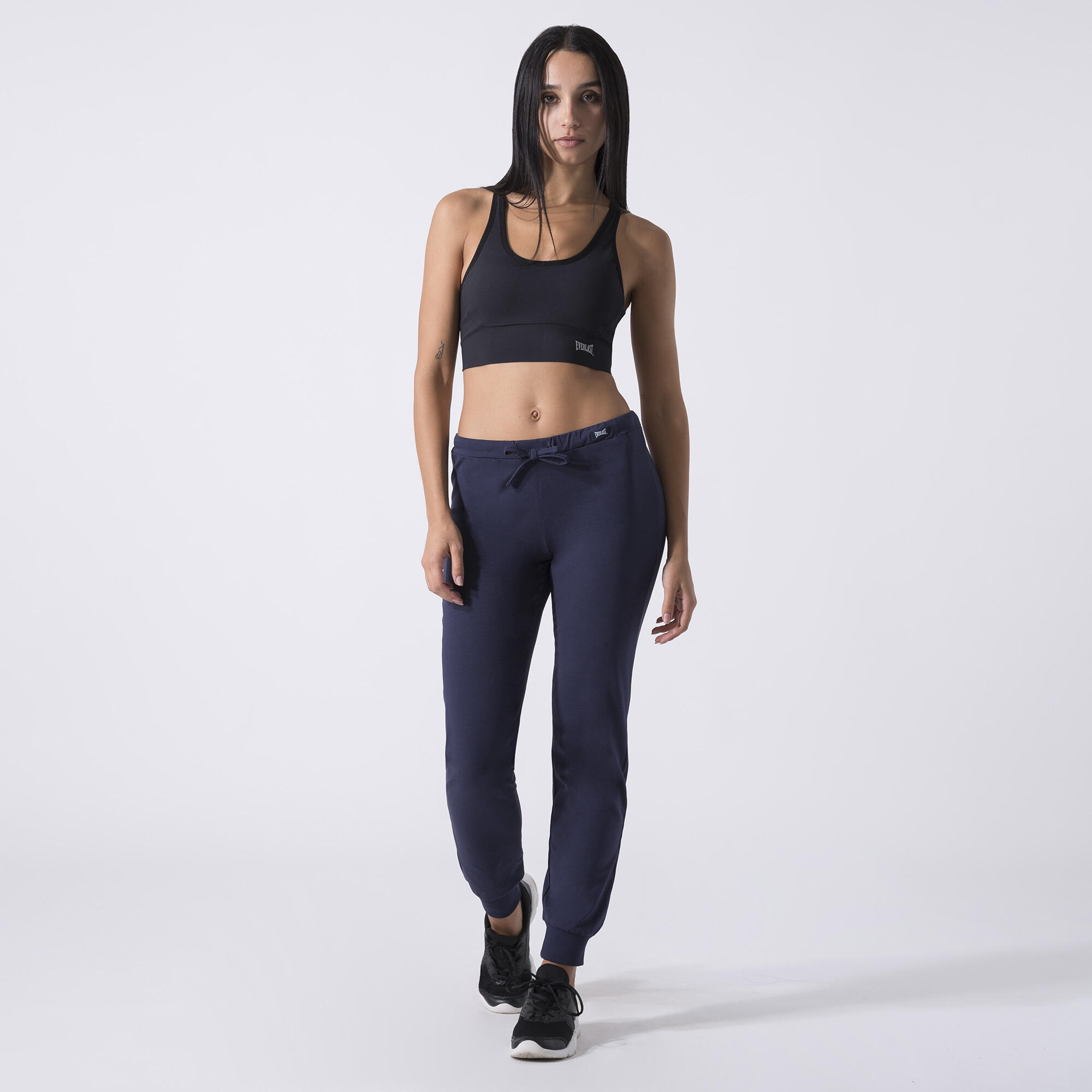 PANTALÓN BÁSICO CON PUÑO AZUL MARINO ALGODÓN, ELASTANO 3/6