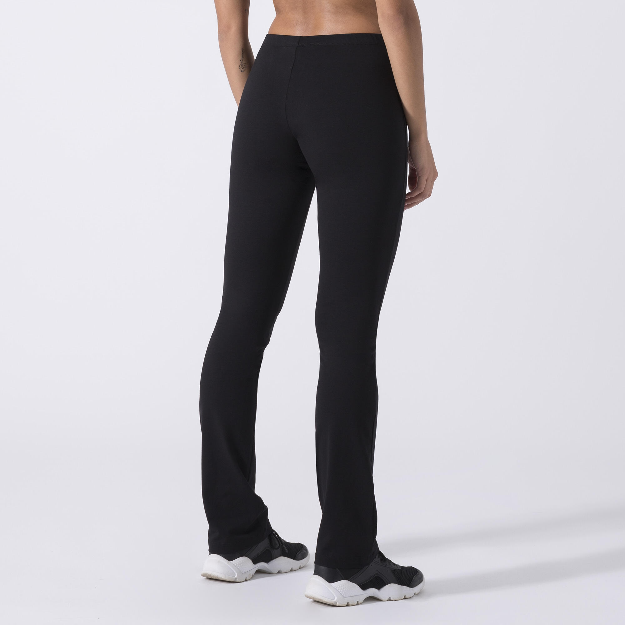 BASIC BROEK IN STRETCH JERSEY ZWART KATOEN, ELASTAAN 4/6