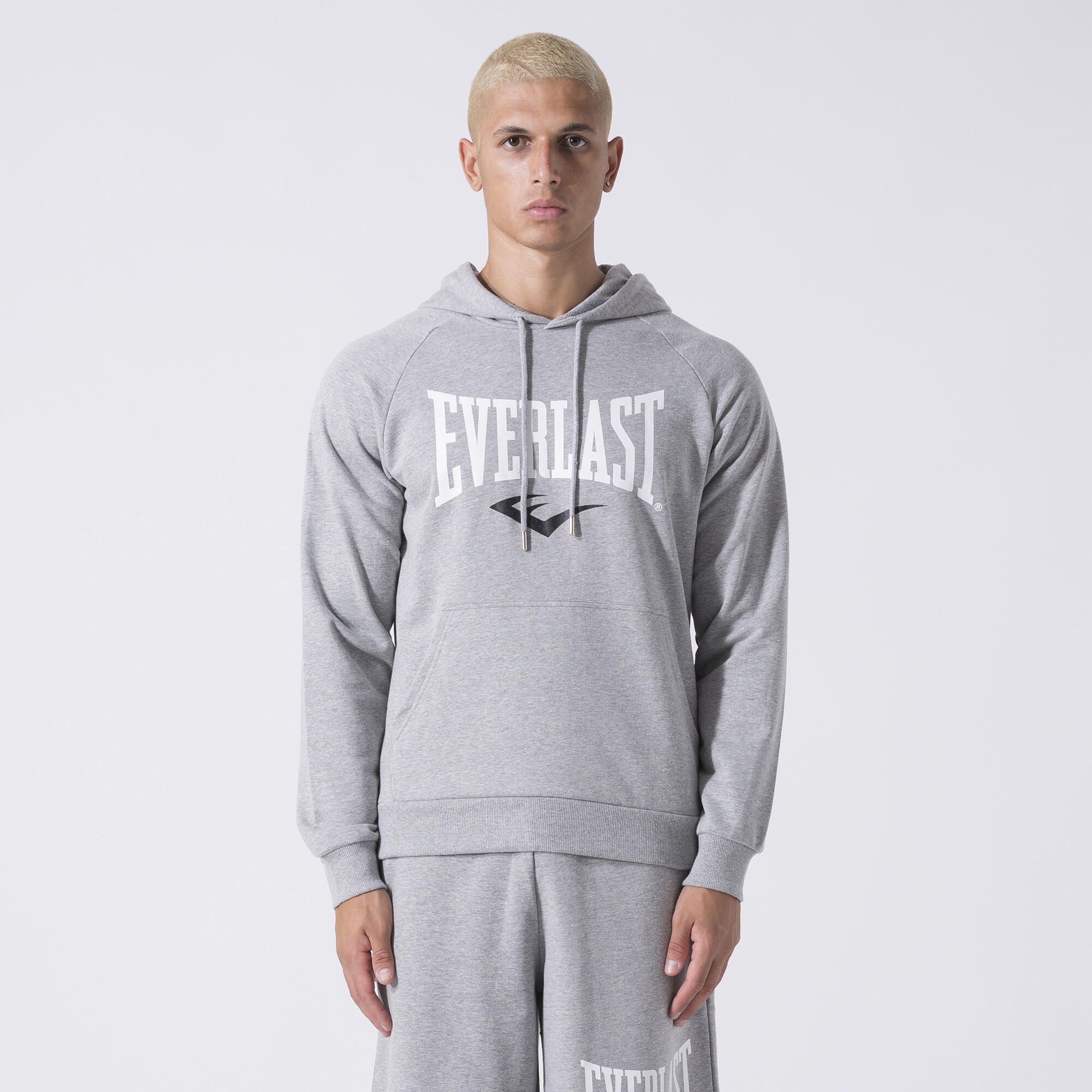 EVERLAST ICONIC SUDADERA CON CAPUCHA Y LOGOTIPO GREY MELANGE ALGODÓN, POLIÉSTER