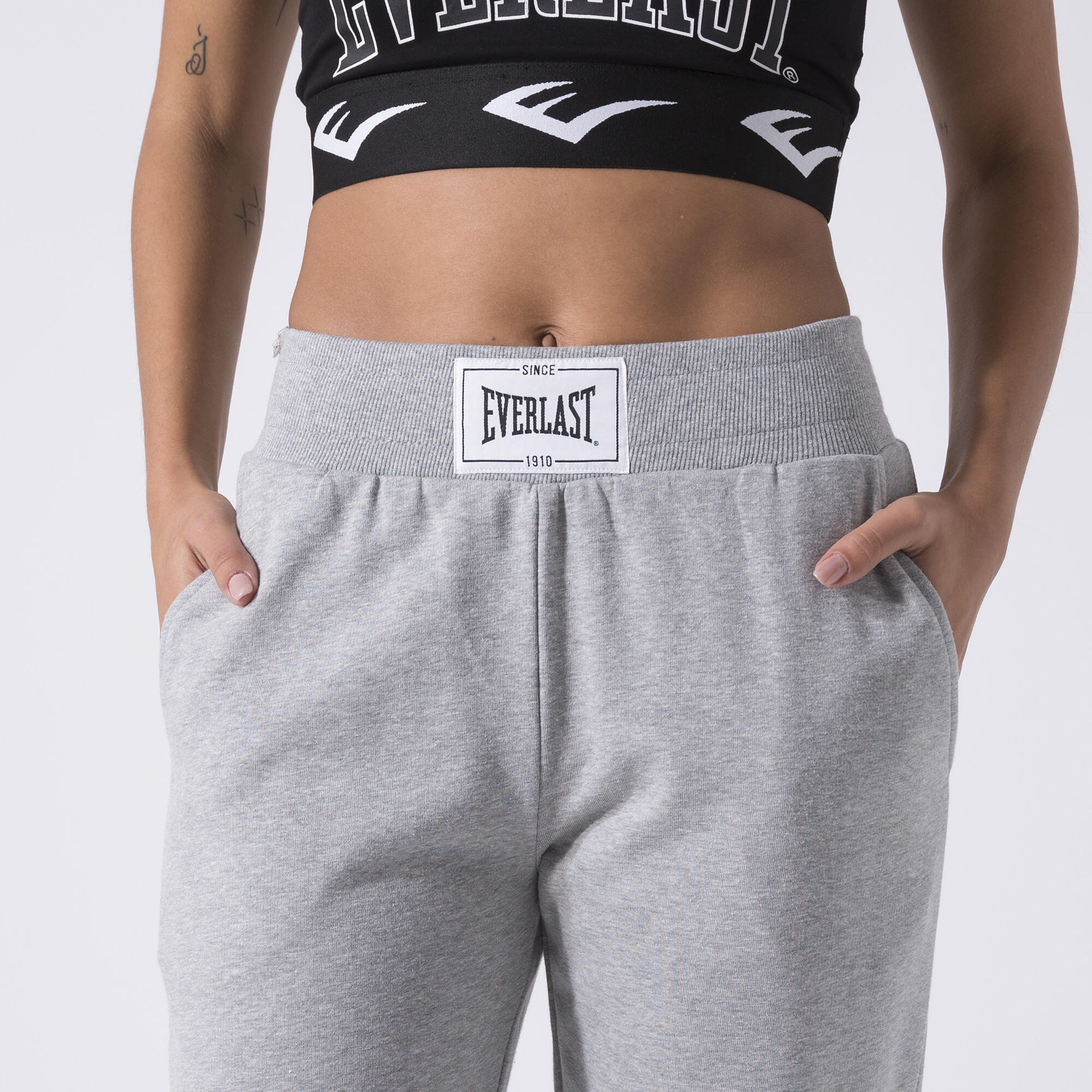 ICONISCHE BROEK MET GERIBBELDE BOORD GRIJS MELANGE KATOEN, POLYESTER 5/6