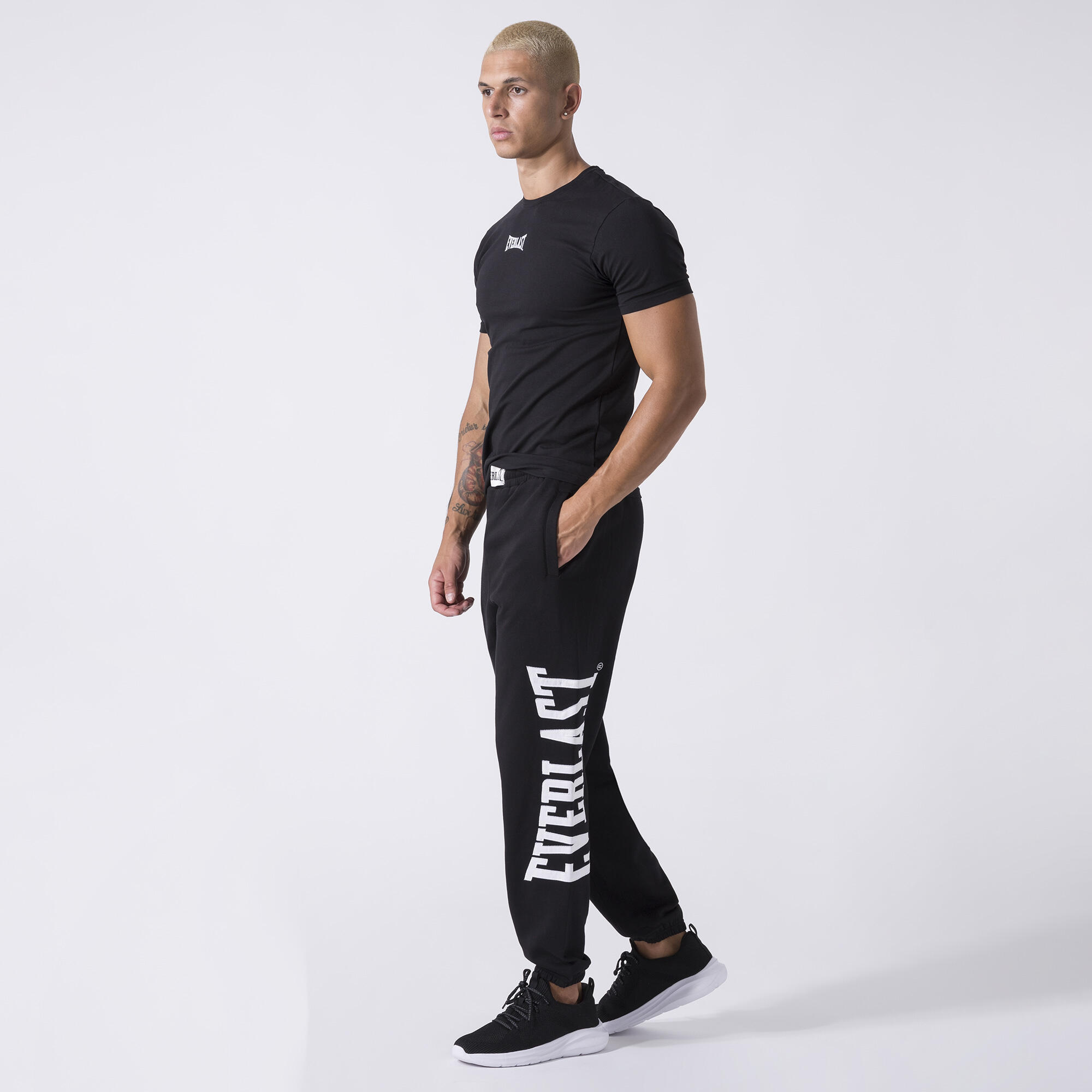 PANTALON EXCLUSIF EN MOLLETON NOIR COTON, POLYESTER 2/7
