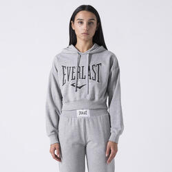 ICONIC SWEAT À CAPUCHE CROPPED GREY MELANGE COTON, POLYESTER