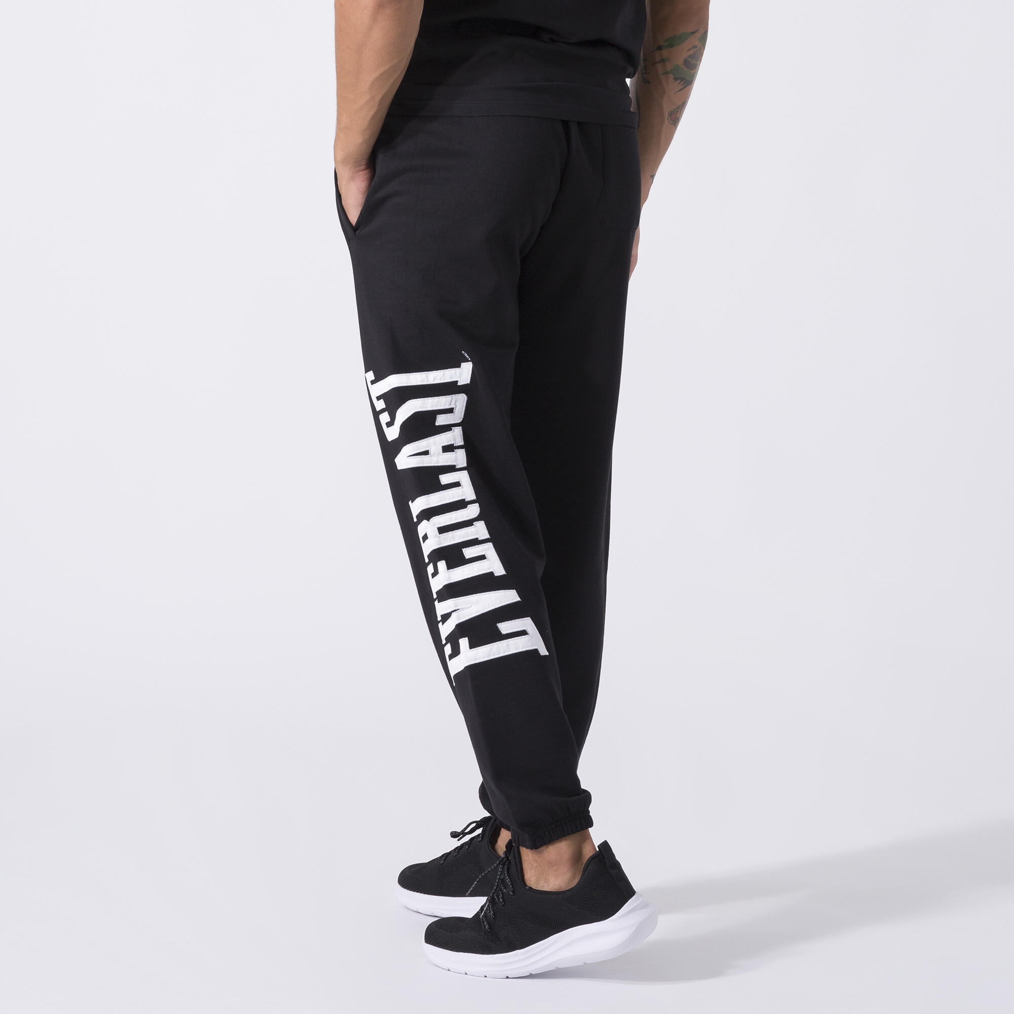 PANTALON EXCLUSIF EN MOLLETON NOIR COTON, POLYESTER 3/7