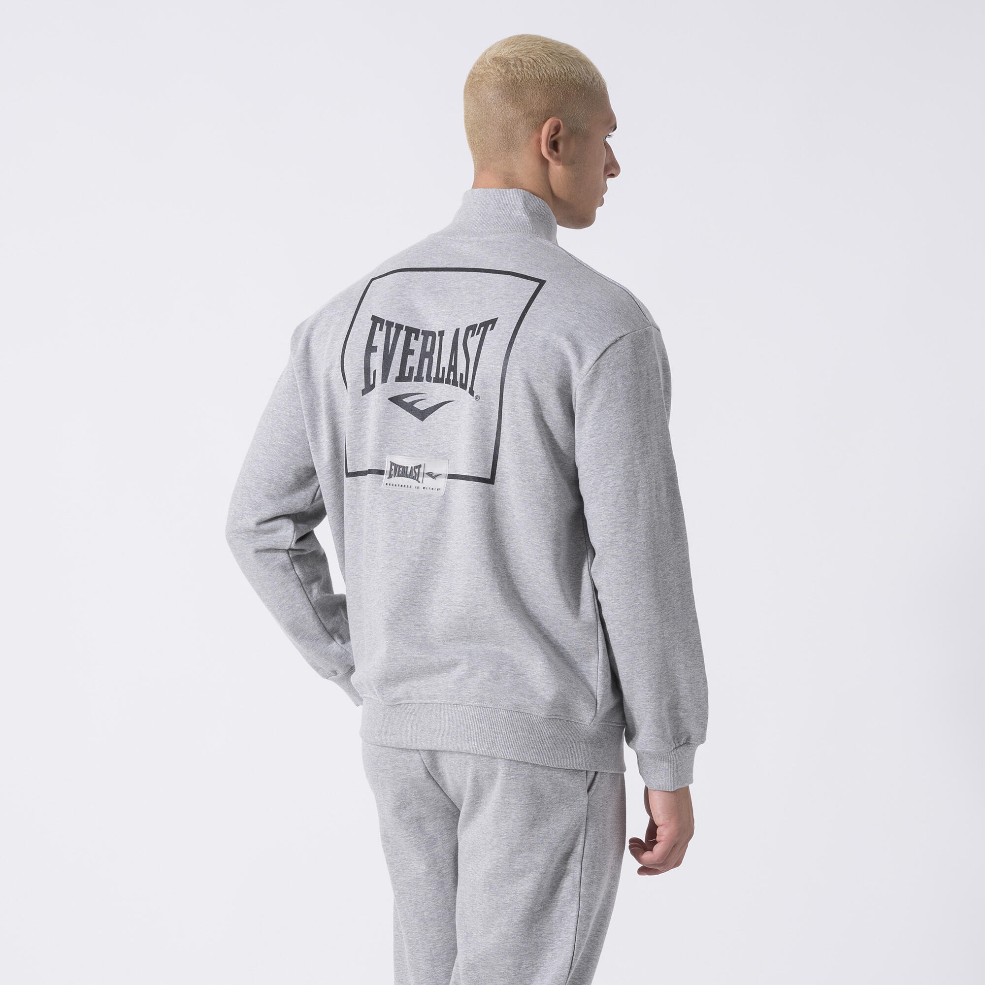 CHAQUETA CON CREMALLERA ICONIC GRIS MELANGE ALGODÓN, POLIÉSTER 4/6