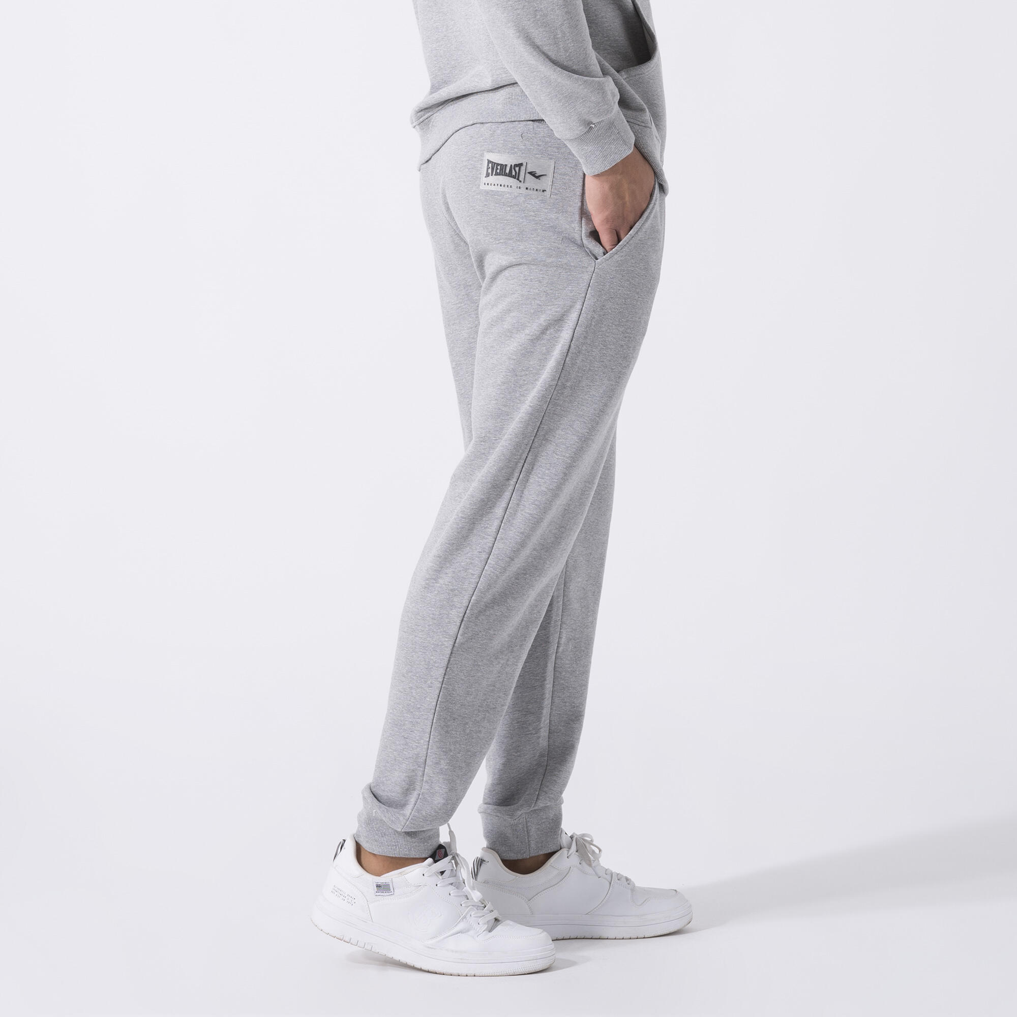 PANTALON ICONIQUE AVEC OURLET GRIS CHINÉ COTON, POLYESTER 3/6