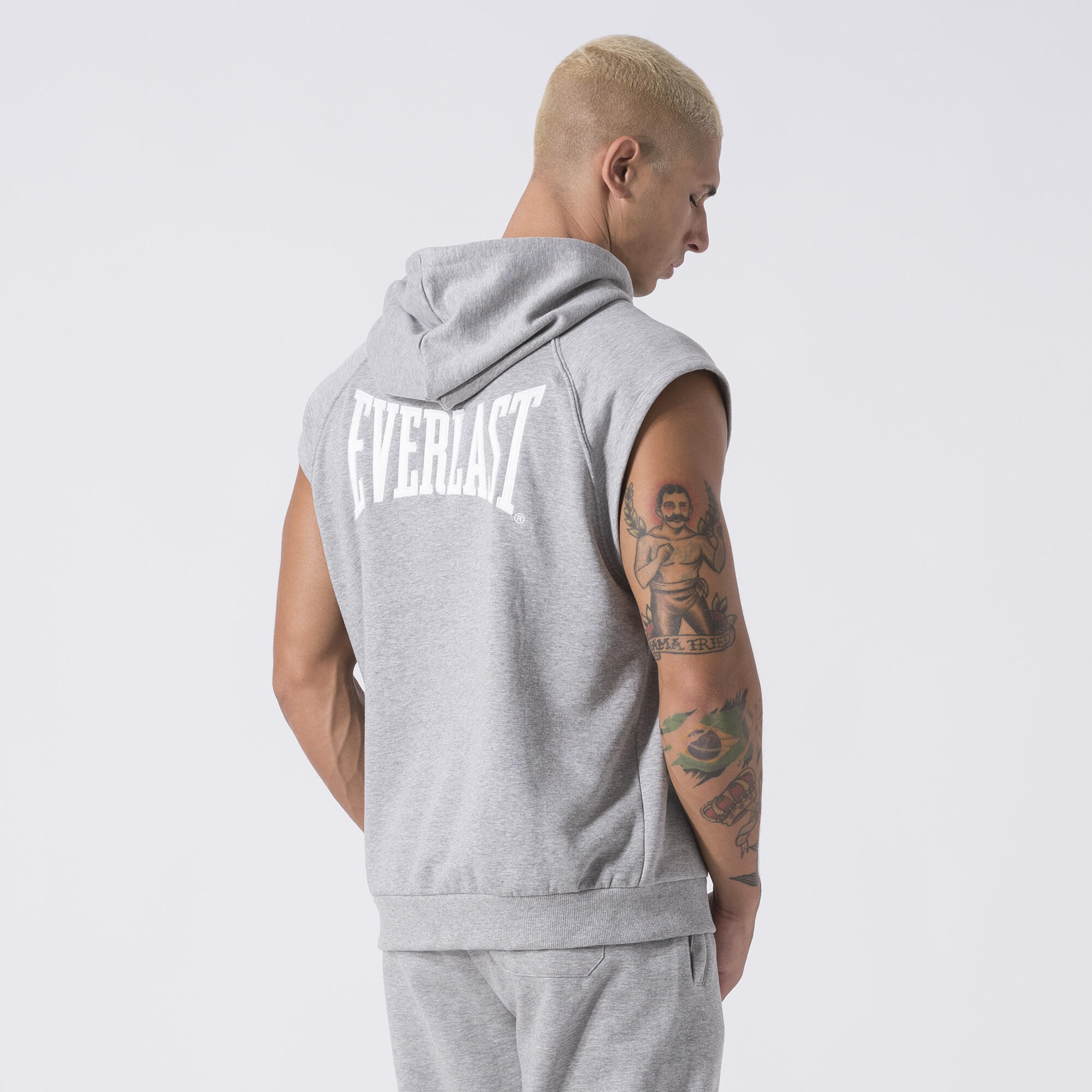 EXCLUSIF GILET EN SWEAT À CAPUCHE GRIS CHINÉ COTON, POLYESTER 4/7