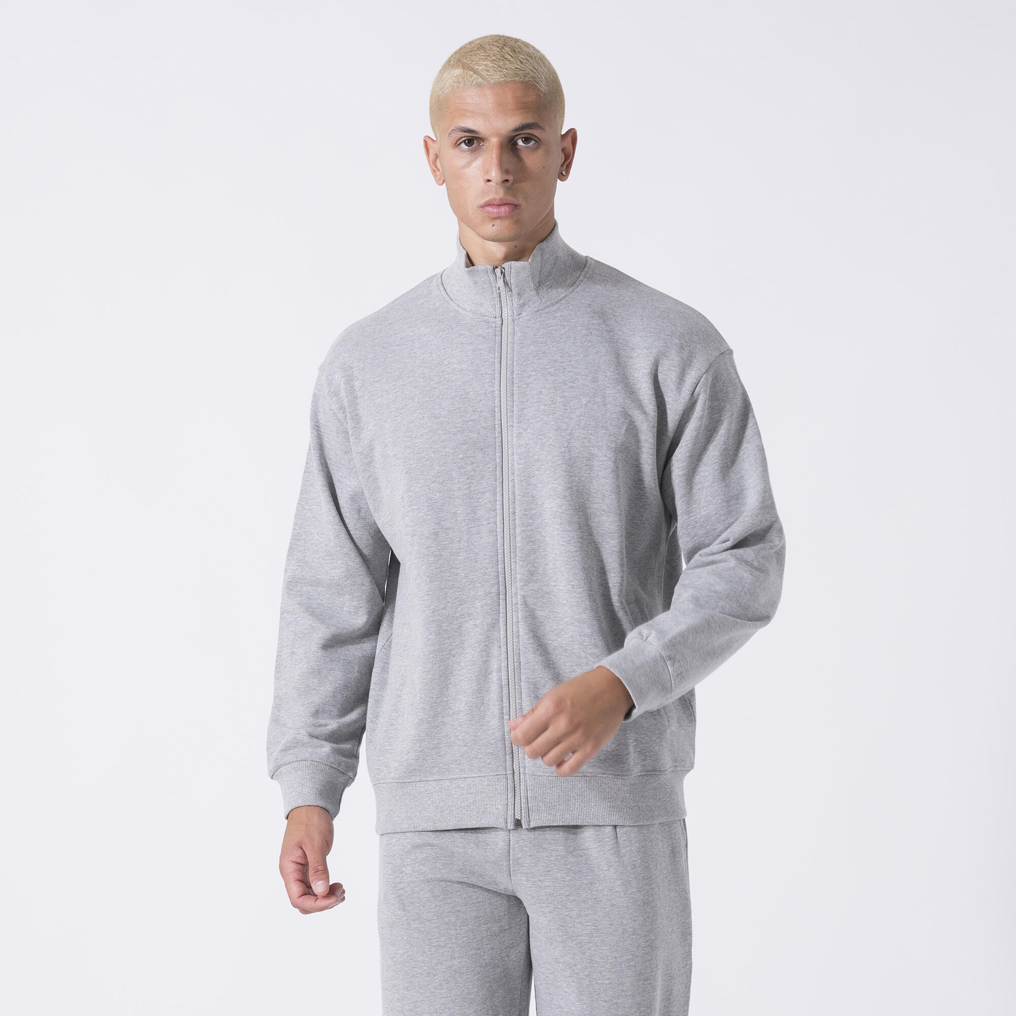 CHAQUETA CON CREMALLERA ICONIC GRIS MELANGE ALGODÓN, POLIÉSTER 2/6