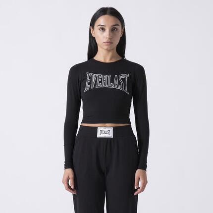 ICONICA CAMISETA CORTA DE MANGA LARGA NEGRO ALGODÓN, ELASTANO