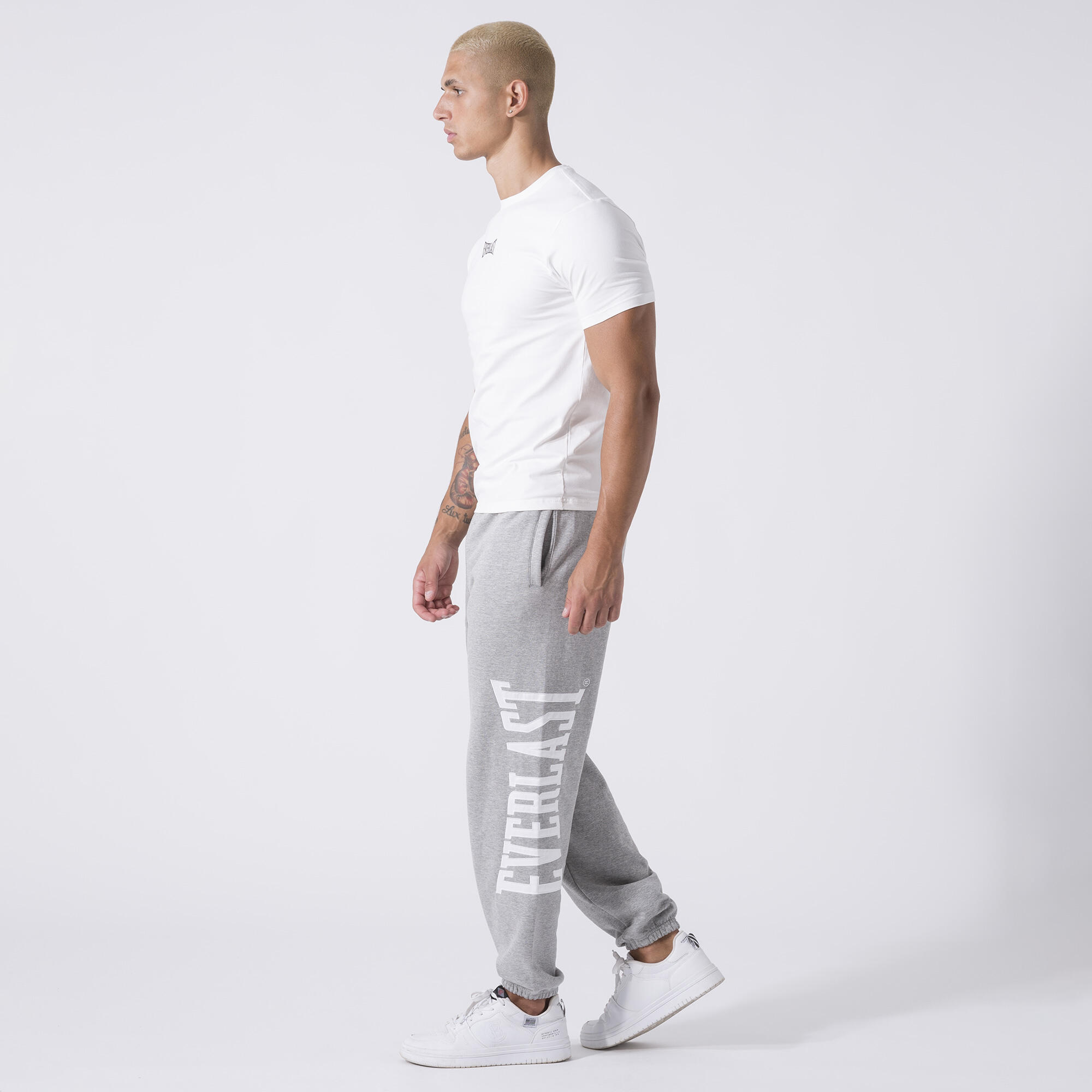 PANTALON EXCLUSIF EN MOLLETON GRIS CHINÉ COTON, POLYESTER 2/7