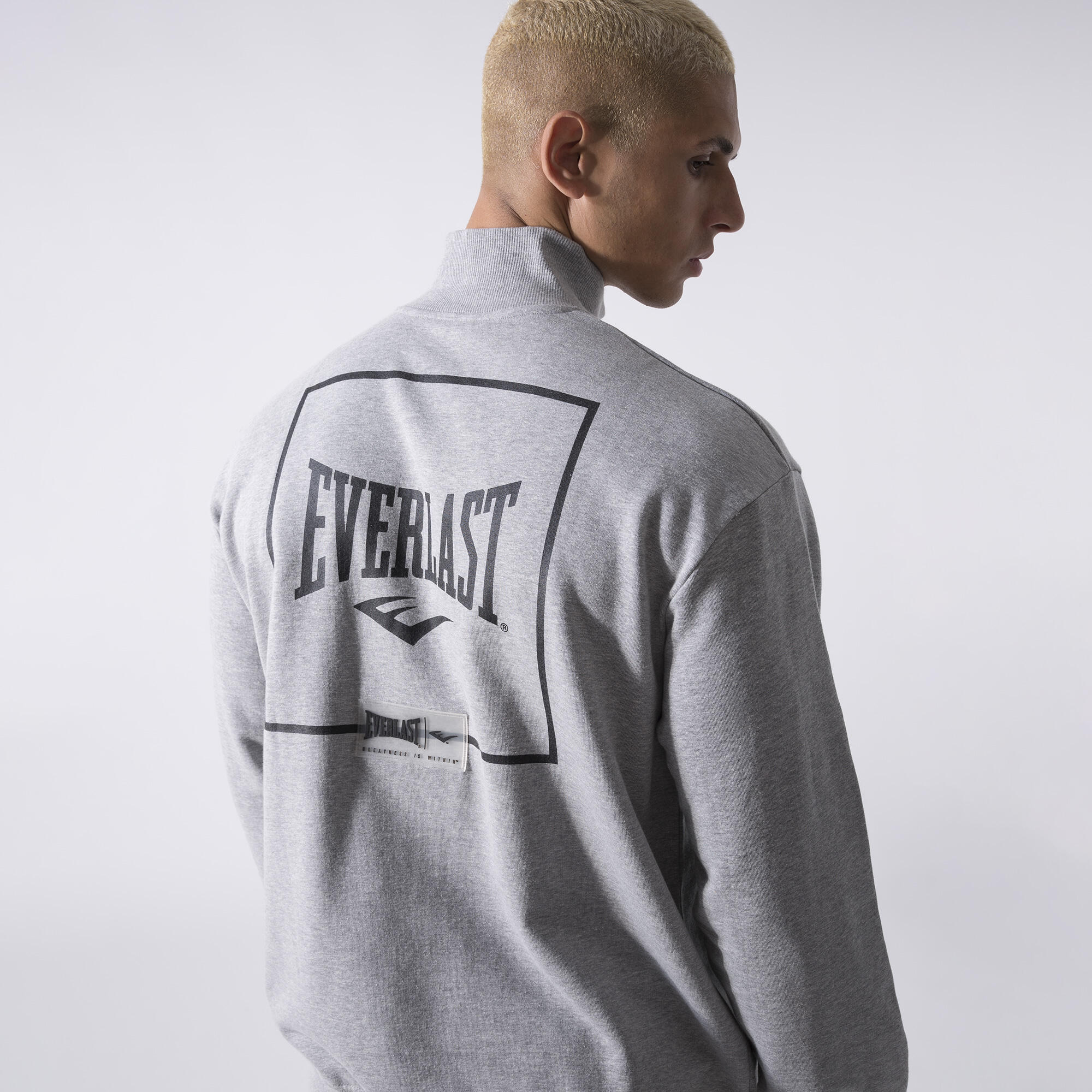 CHAQUETA CON CREMALLERA ICONIC GRIS MELANGE ALGODÓN, POLIÉSTER 5/6
